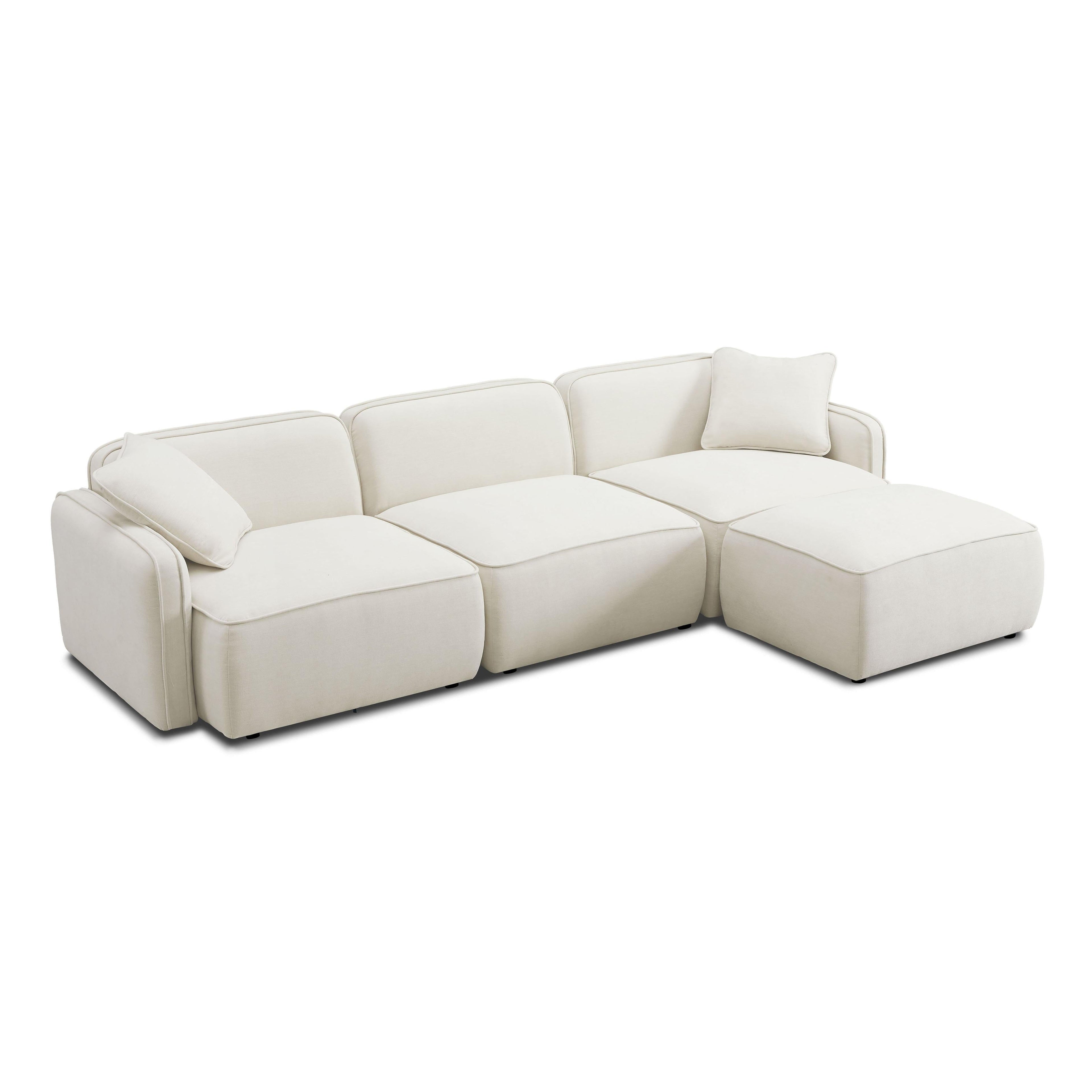 Travie 4-Piece Sand Upcycled Performance Linen Modular Sectional