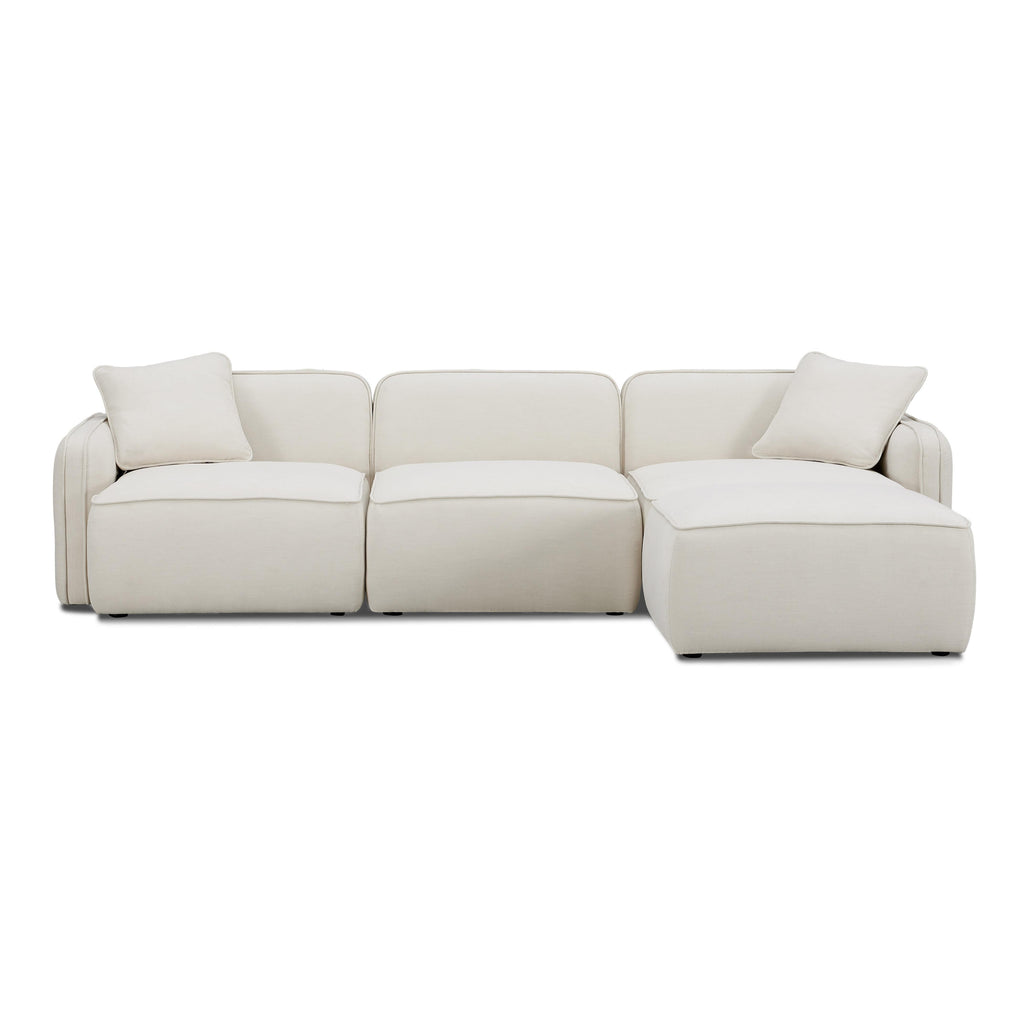 Travie 4-Piece Sand Upcycled Performance Linen Modular Sectional