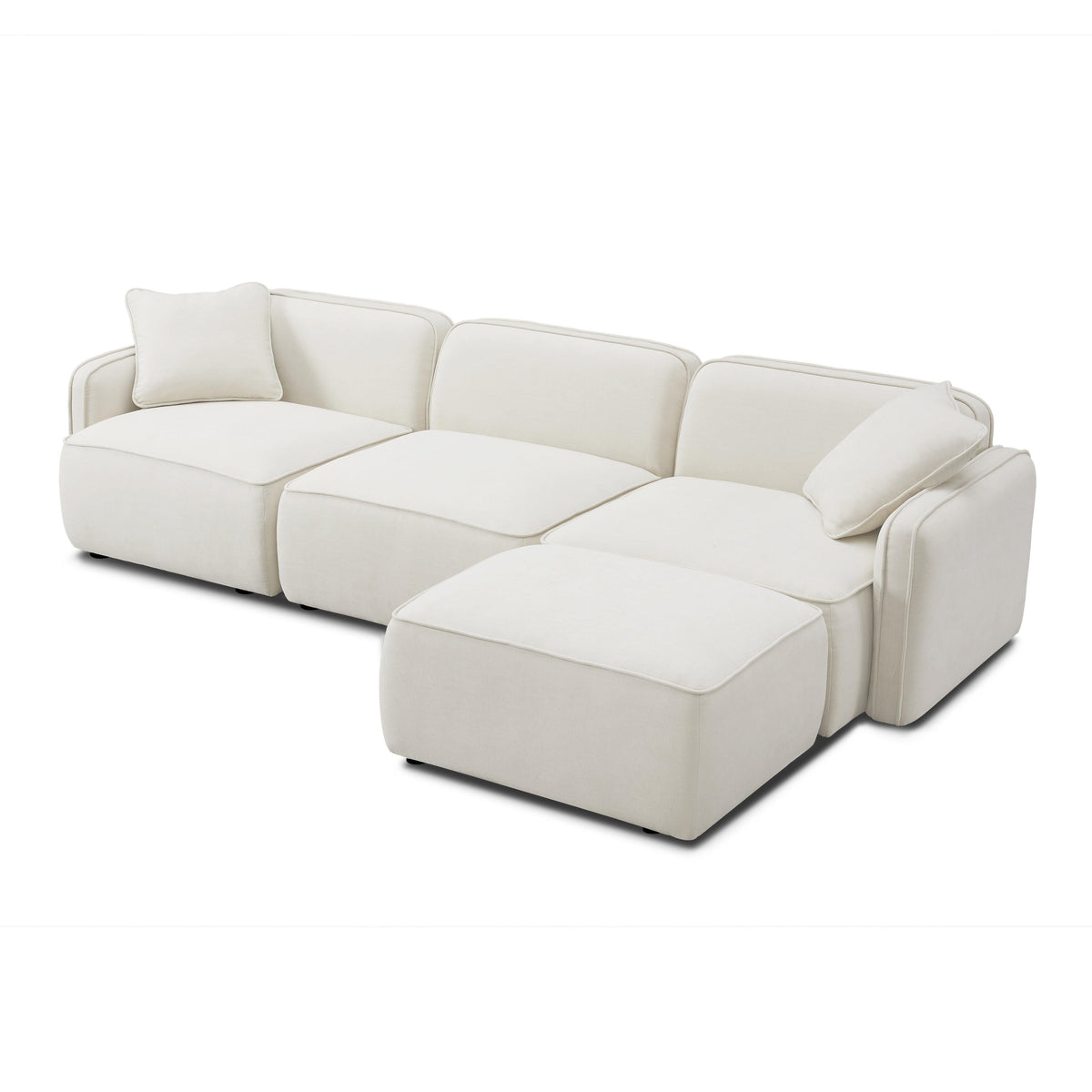 Travie 4-Piece Sand Upcycled Performance Linen Modular Sectional