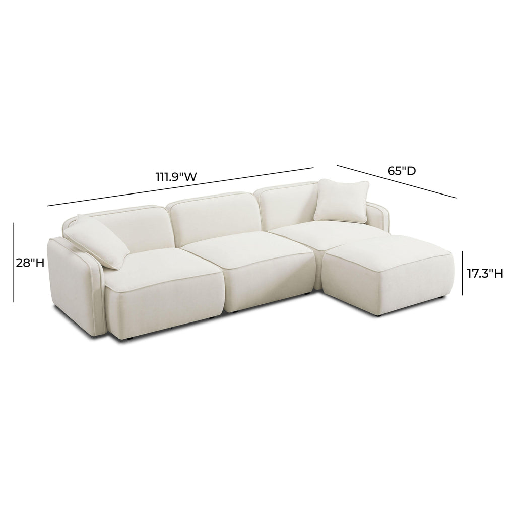 Travie 4-Piece Sand Upcycled Performance Linen Modular Sectional