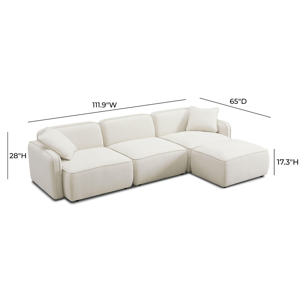 Travie 4-Piece Sand Upcycled Performance Linen Modular Sectional