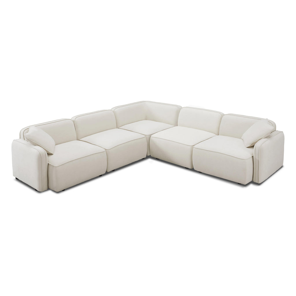 Travie 5-Piece Sand Upcycled Performance Linen Modular L-Sectional