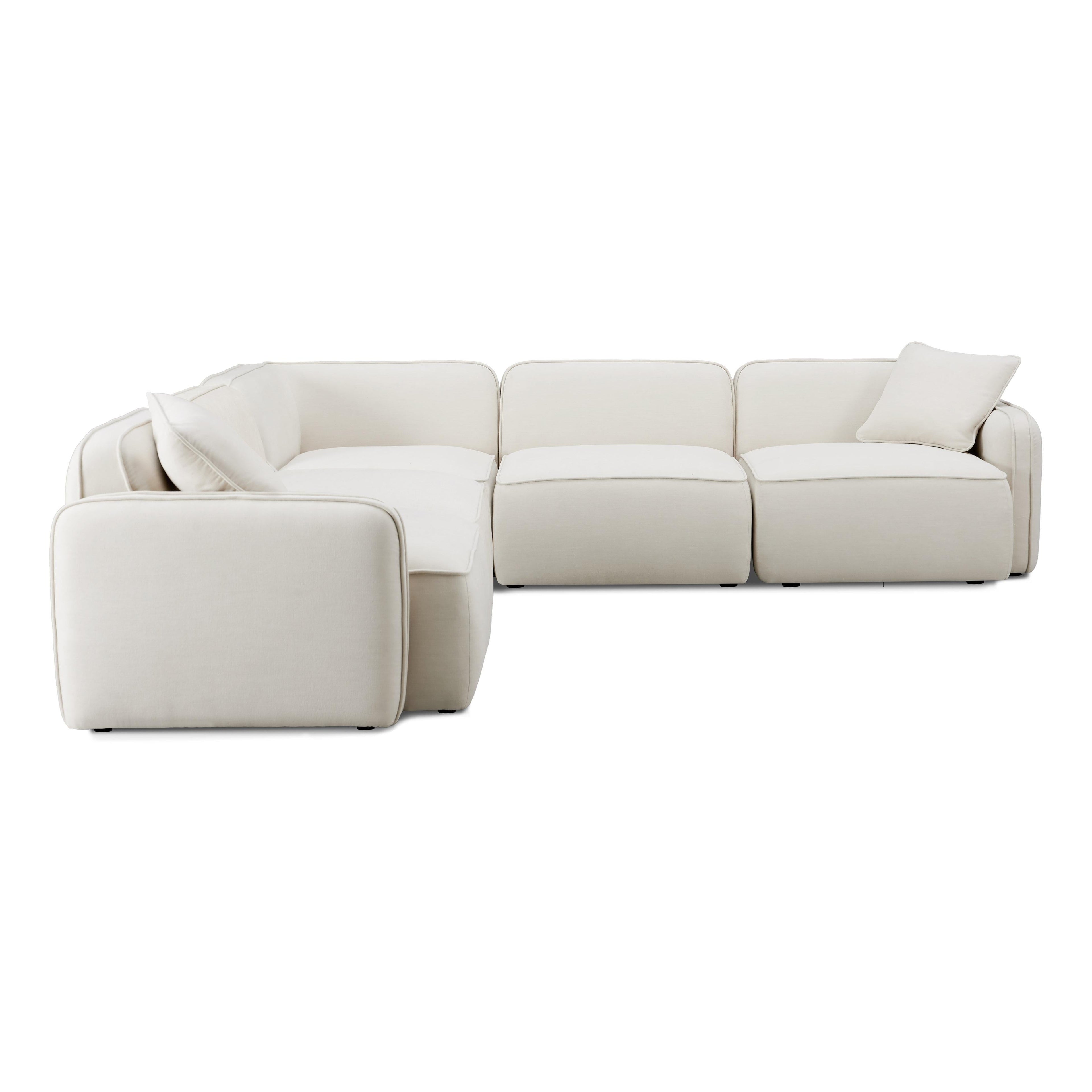 Travie 5-Piece Sand Upcycled Performance Linen Modular L-Sectional