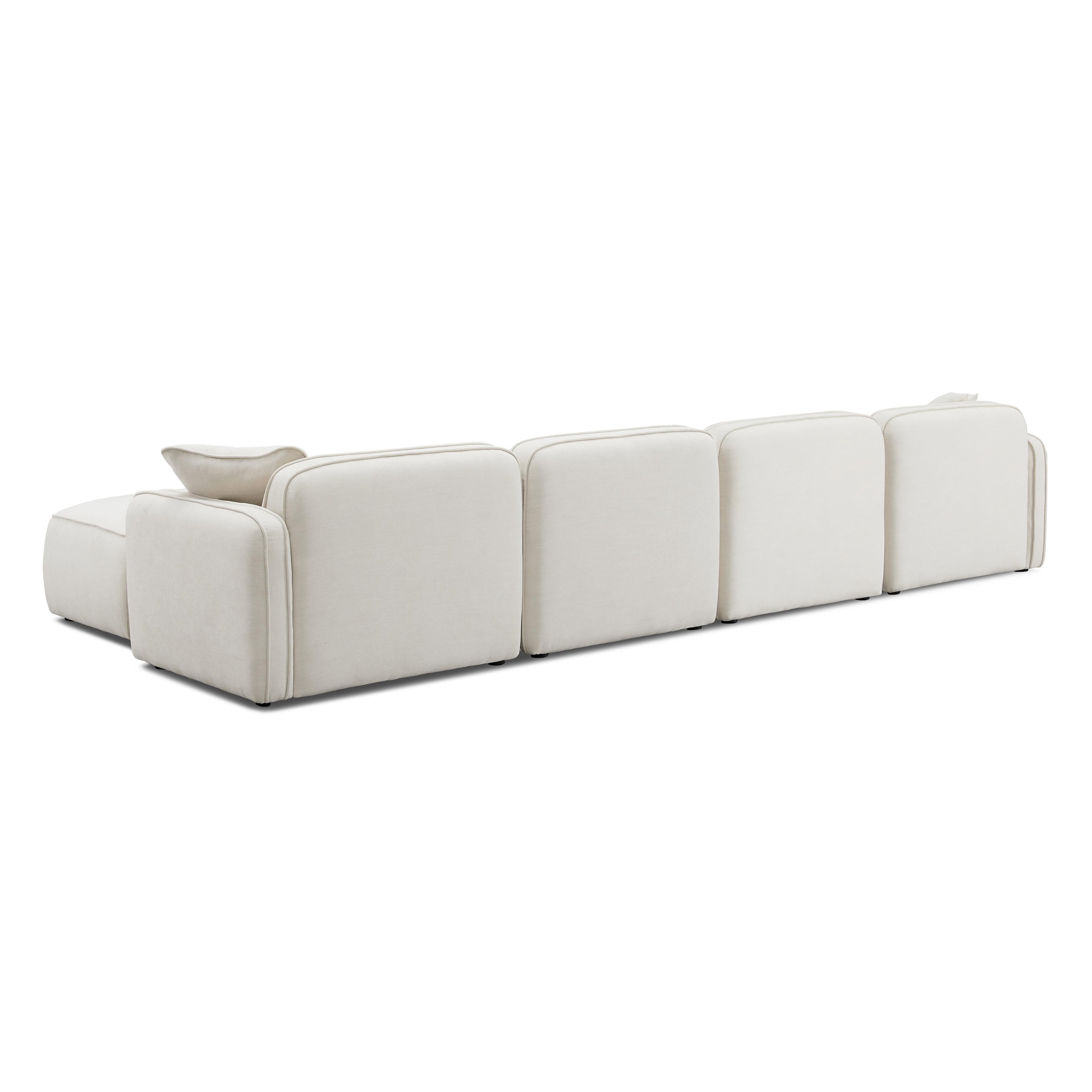 Travie 6-Piece Sand Upcycled Performance Linen Modular U-Sectional