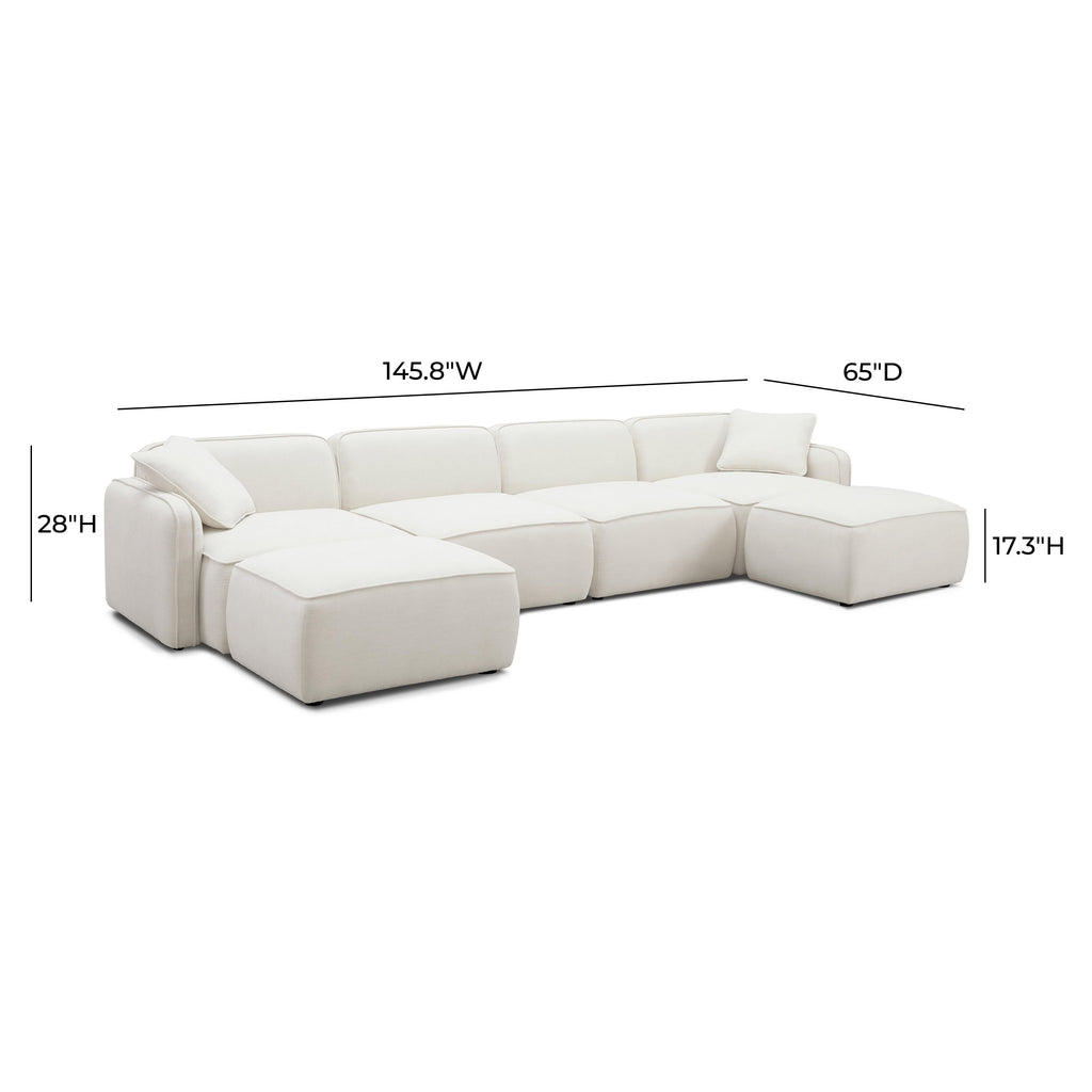 Travie 6-Piece Sand Upcycled Performance Linen Modular U-Sectional