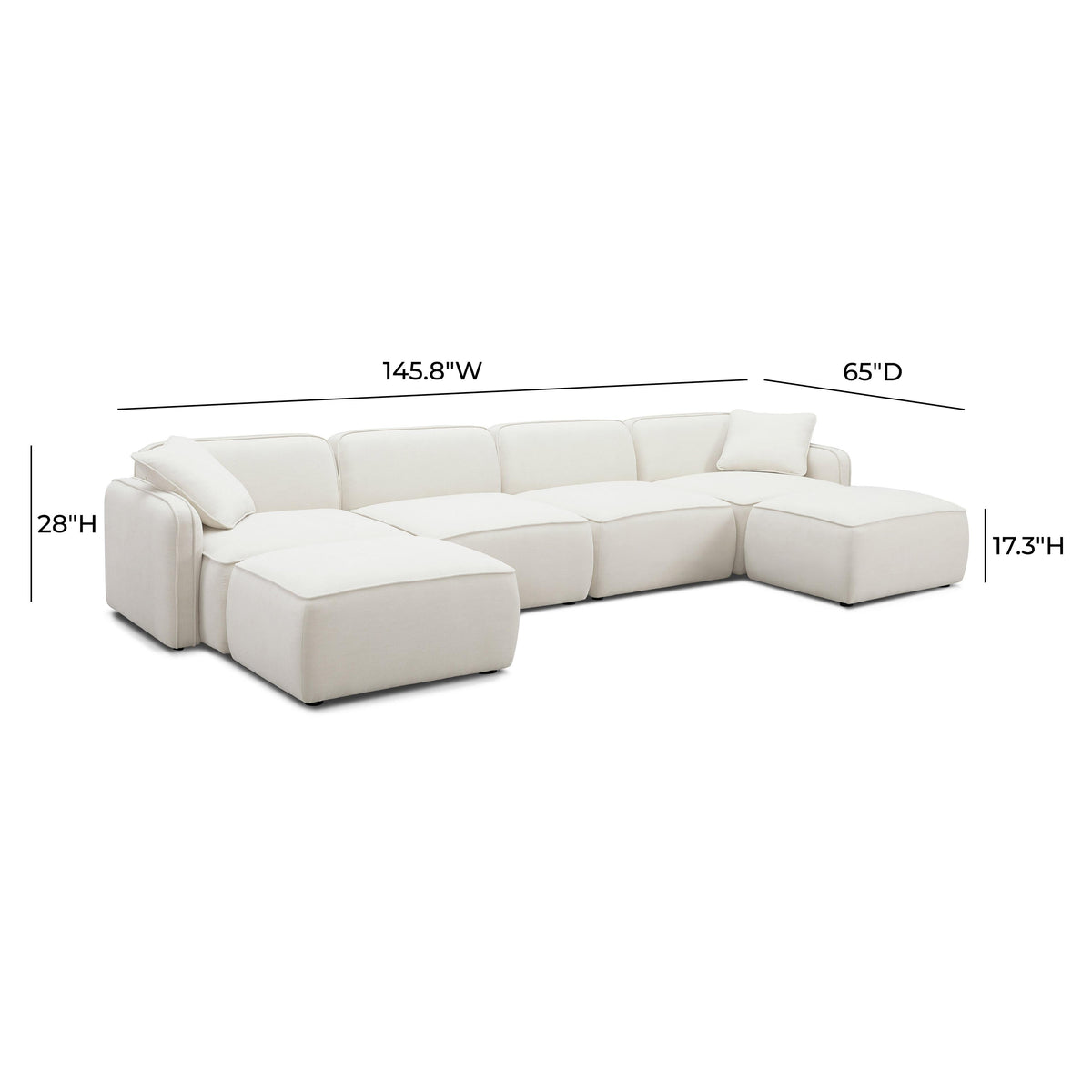 Travie 6-Piece Sand Upcycled Performance Linen Modular U-Sectional