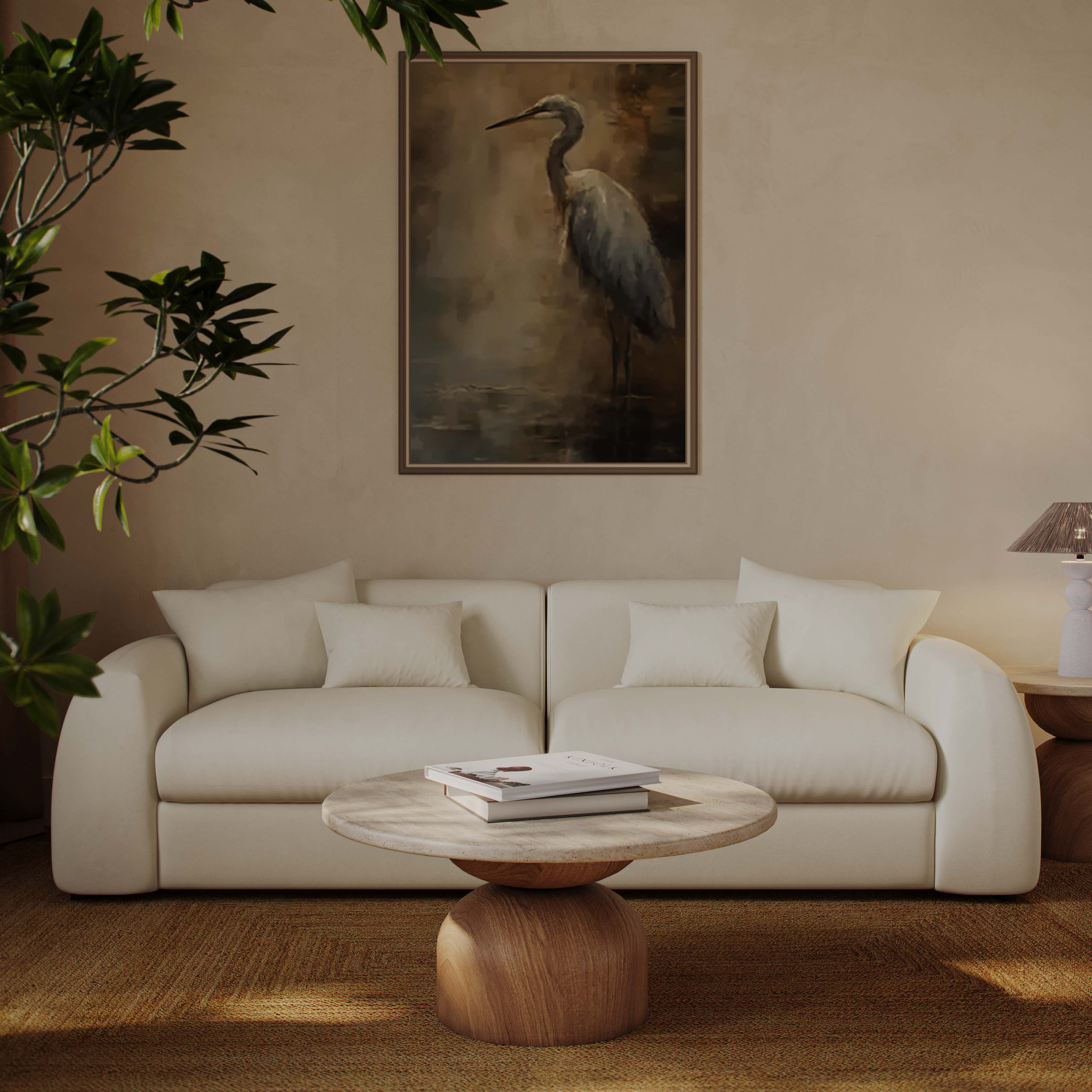 Kourtney 100" Cream Performance Faux Mohair Sofa