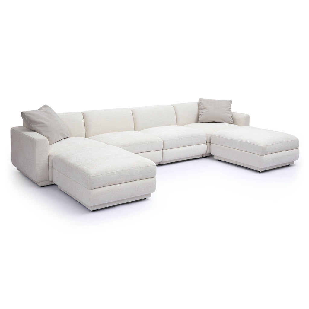 Perry 6-Piece Cream Performance Chenille Modular U-Sectional