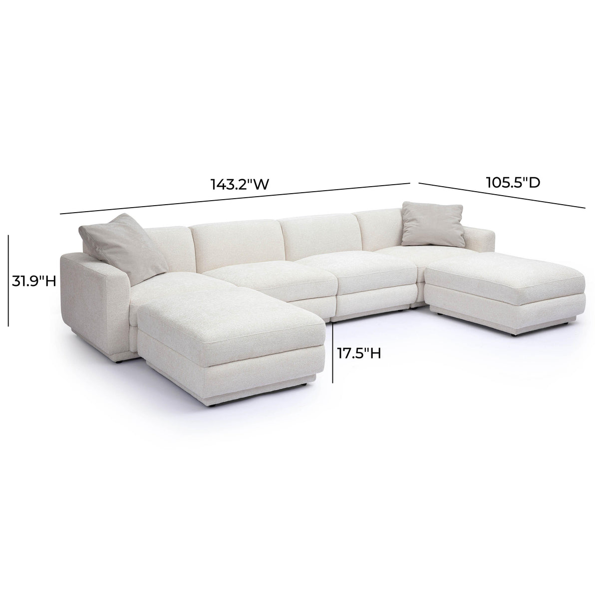 Perry 6-Piece Cream Performance Chenille Modular U-Sectional