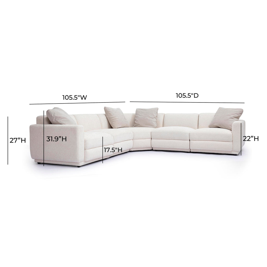 Perry 5-Piece Cream Performance Chenille Modular L-Sectional