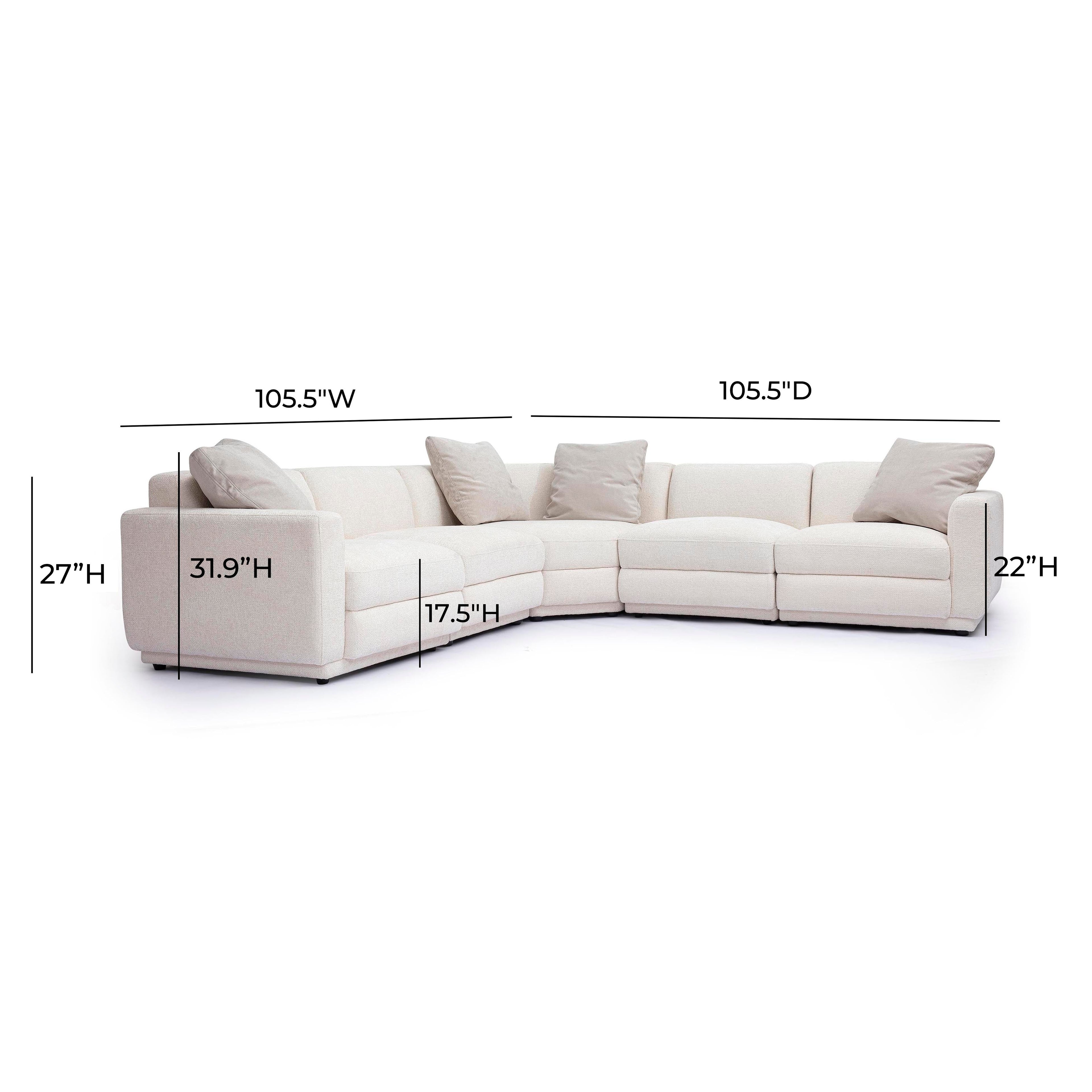 Perry 5-Piece Cream Performance Chenille Modular L-Sectional