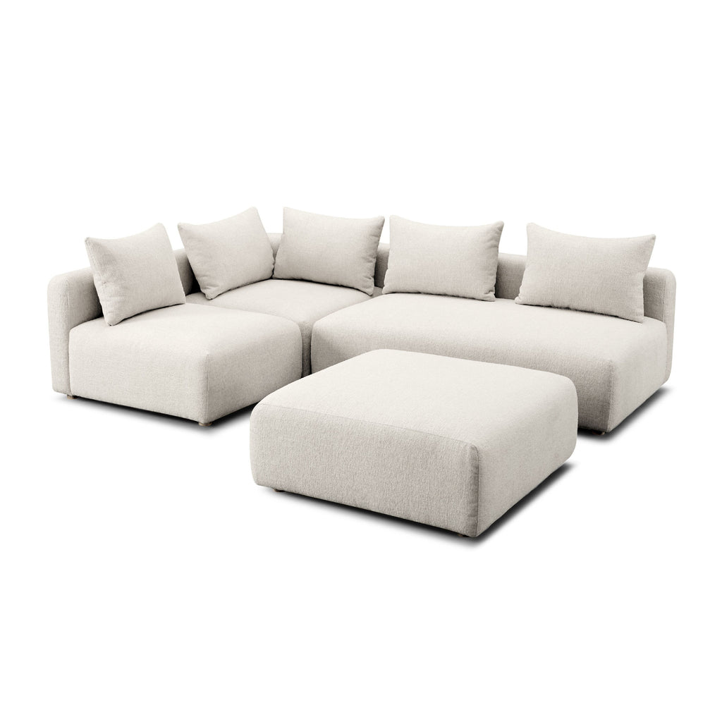 Hangover 4-Piece Contract-Grade Textured Fabric Modular Chaise Sectional