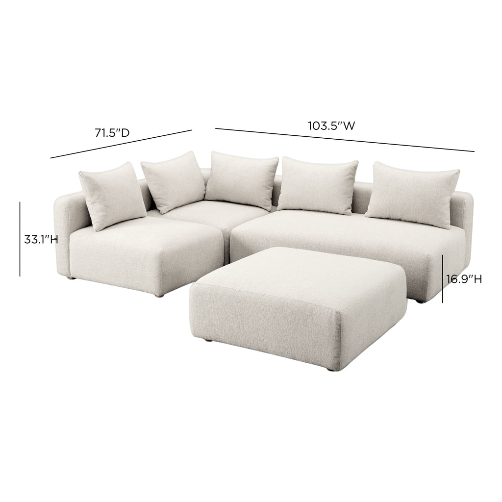 Hangover 4-Piece Contract-Grade Textured Fabric Modular Chaise Sectional