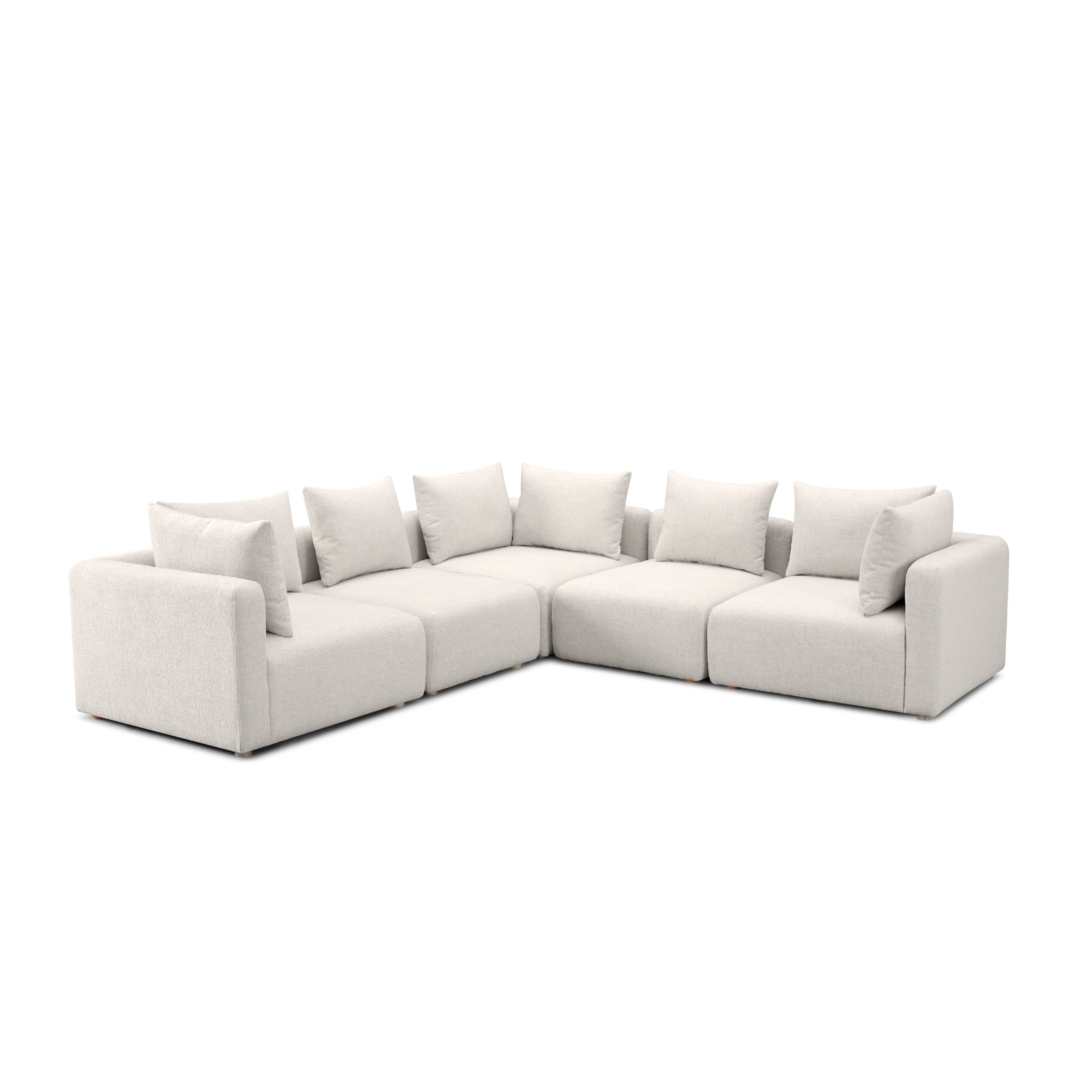Hangover 5-Piece Contract-Grade Textured Fabric Modular L-Sectional