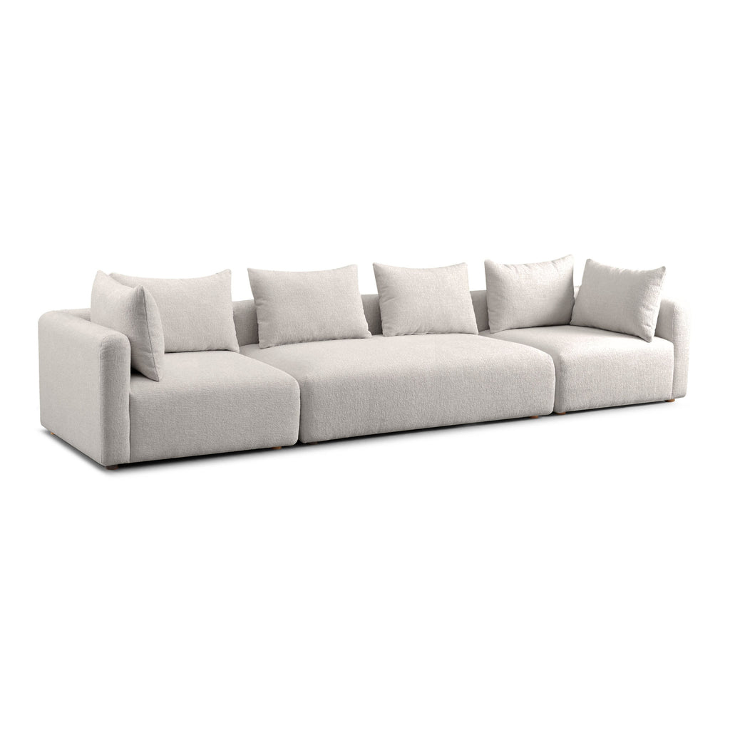 Hangover 145" Contract-Grade Textured Fabric Long Sofa — Cream null