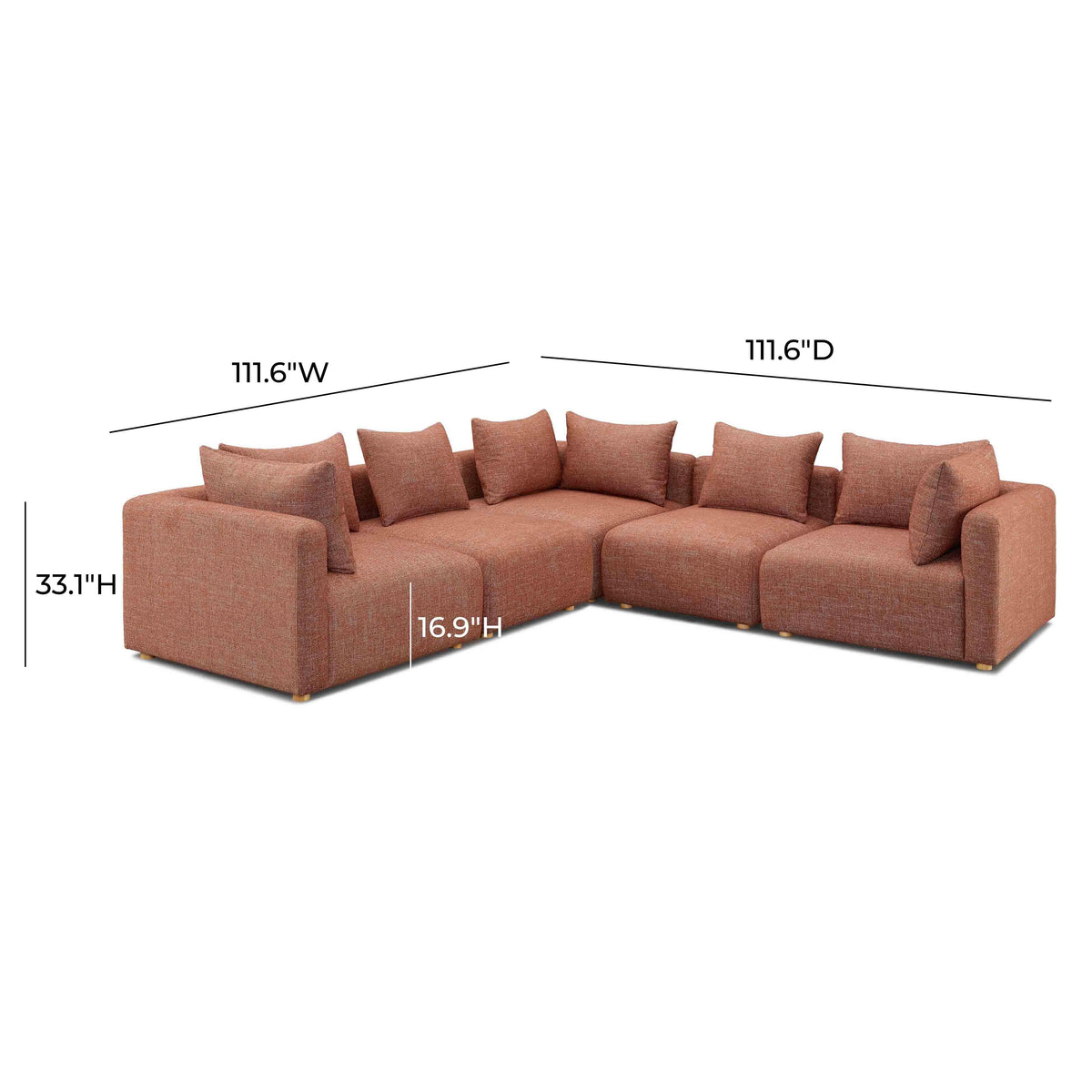 Hangover 5-Piece Contract-Grade Textured Fabric Modular L-Sectional