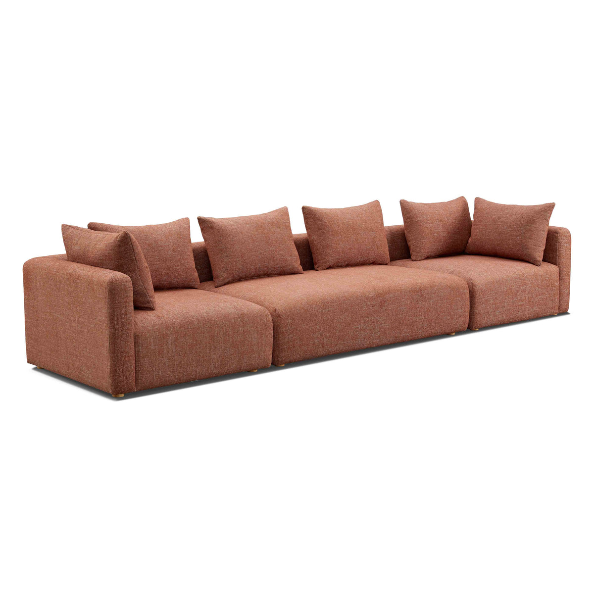Hangover 145" Contract-Grade Textured Fabric Long Sofa — Red null