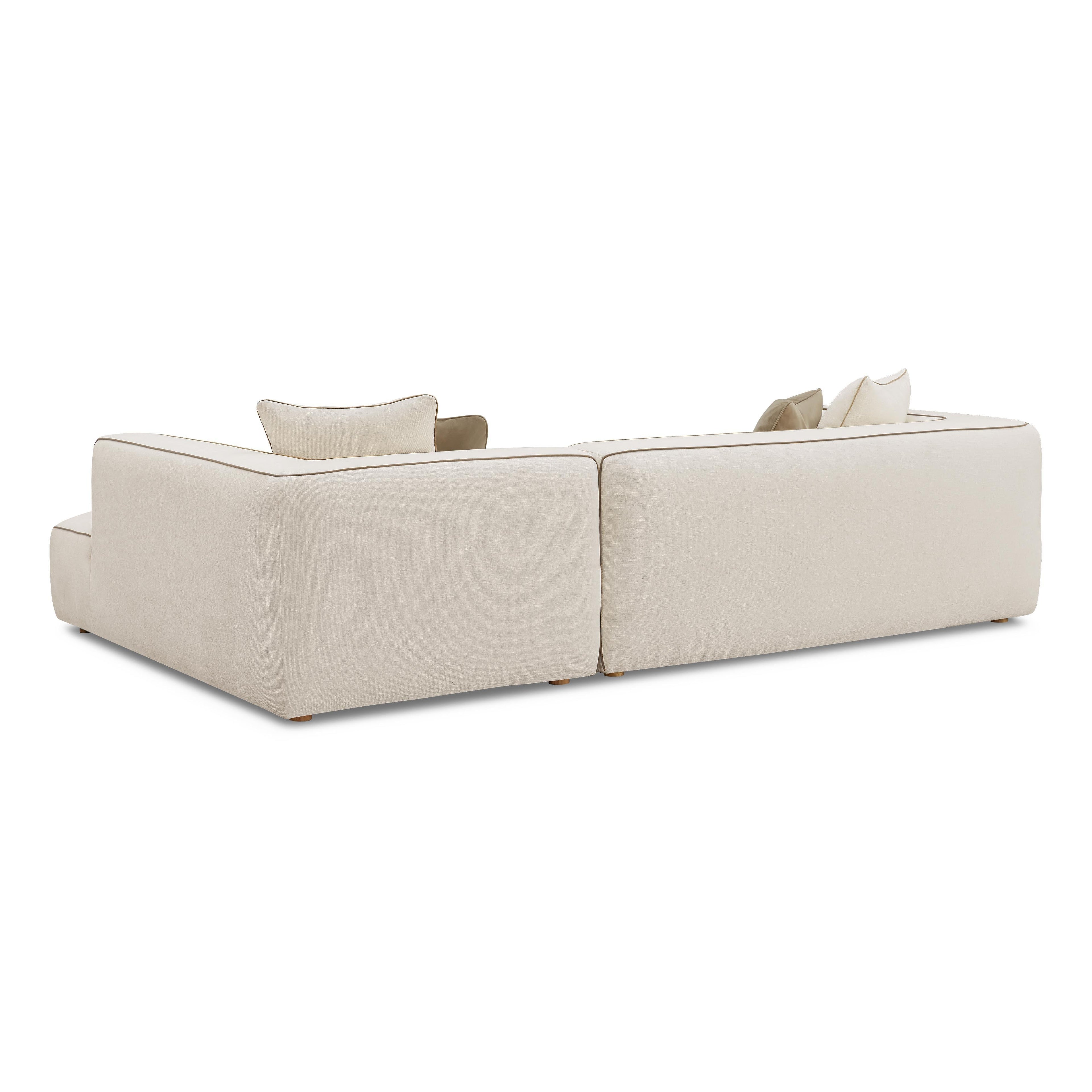 Tristine 2-Piece Cream Contract-Grade Linen L-Shaped Sectional