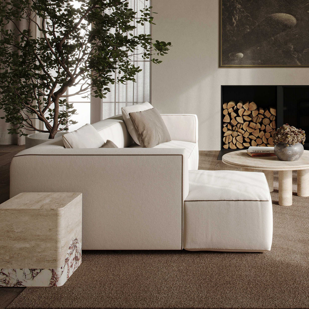 Tristine 2-Piece Cream Contract-Grade Linen L-Shaped Sectional