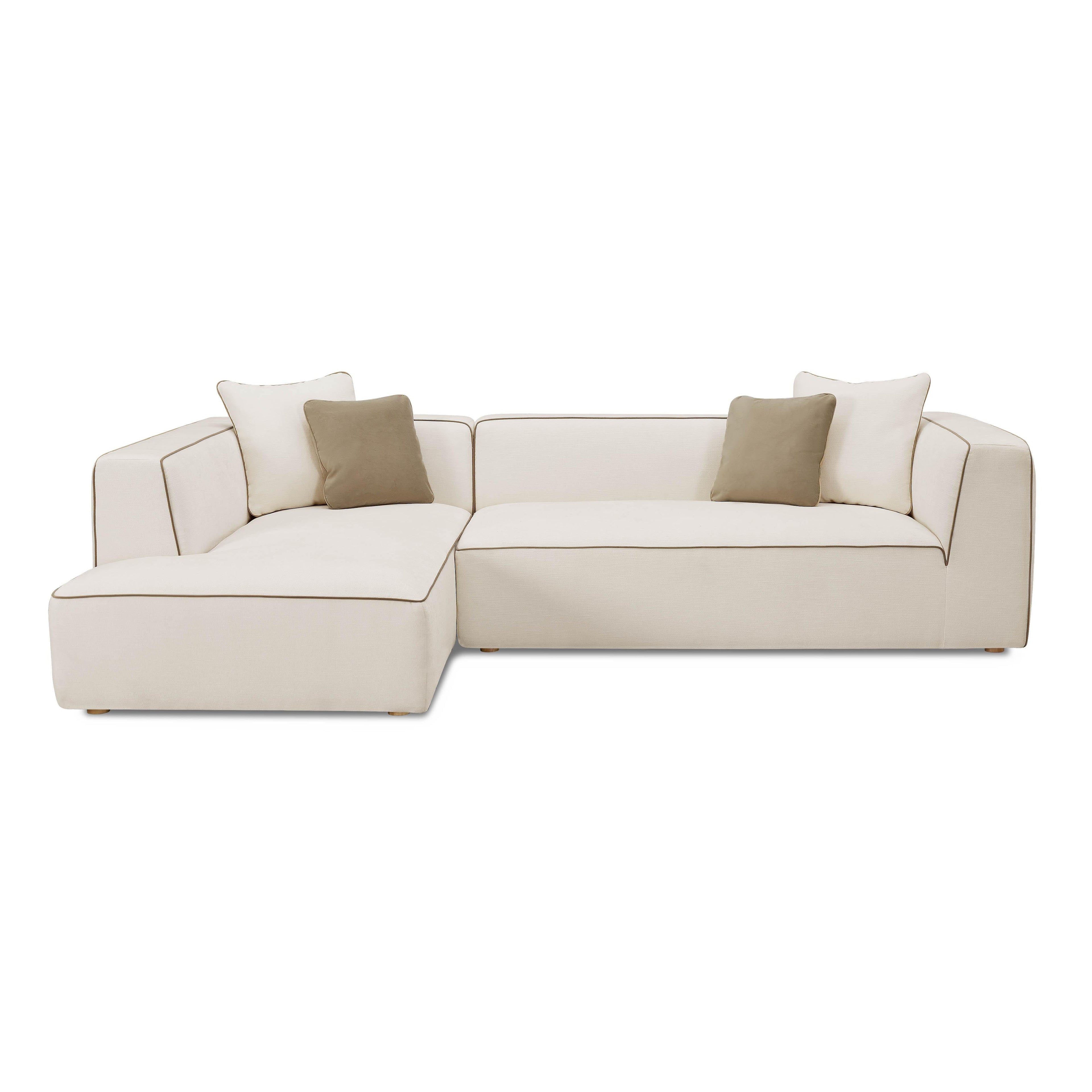 Tristine 2-Piece Cream Contract-Grade Linen L-Shaped Sectional