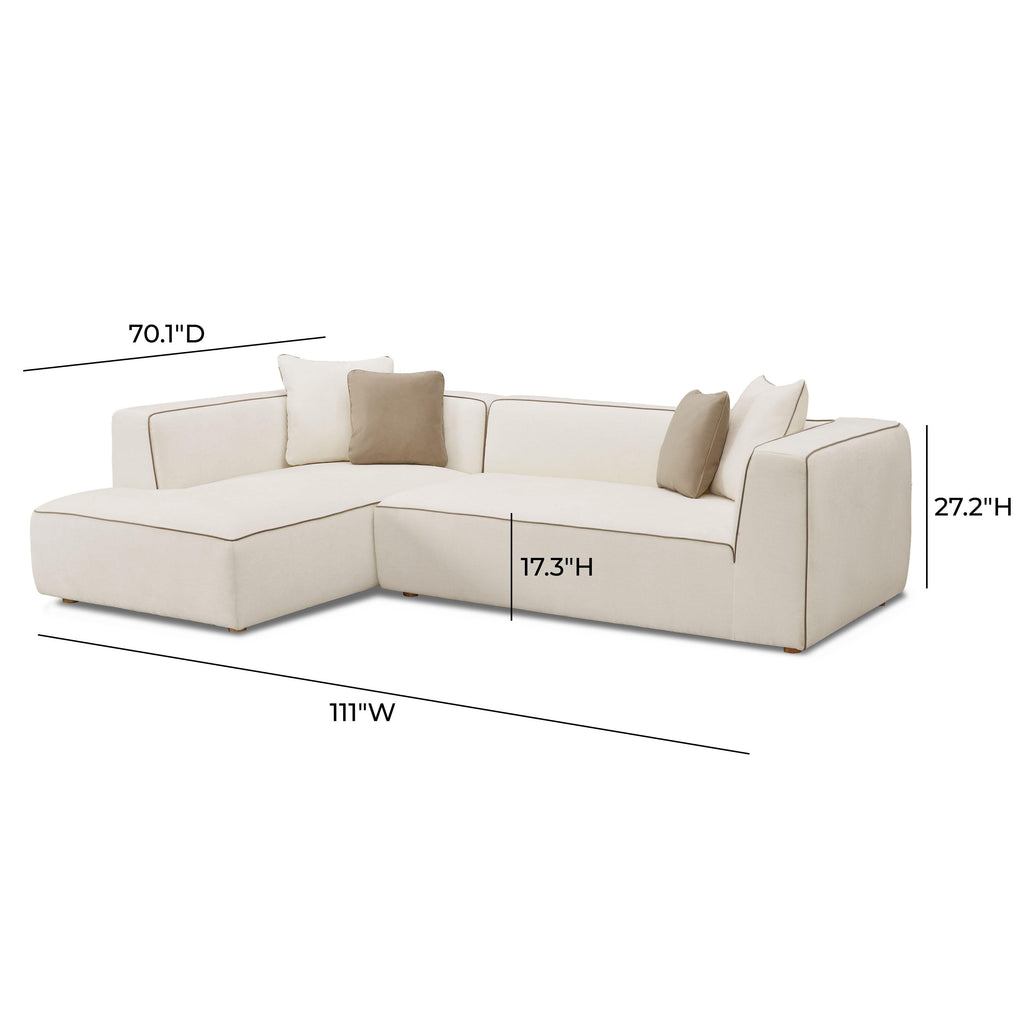 Tristine 2-Piece Cream Contract-Grade Linen L-Shaped Sectional