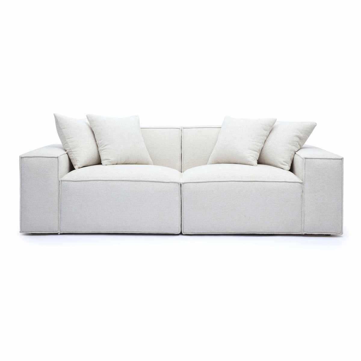 Mindy 84" Performance Chenille Basketweave Modular Loveseat — Cream null