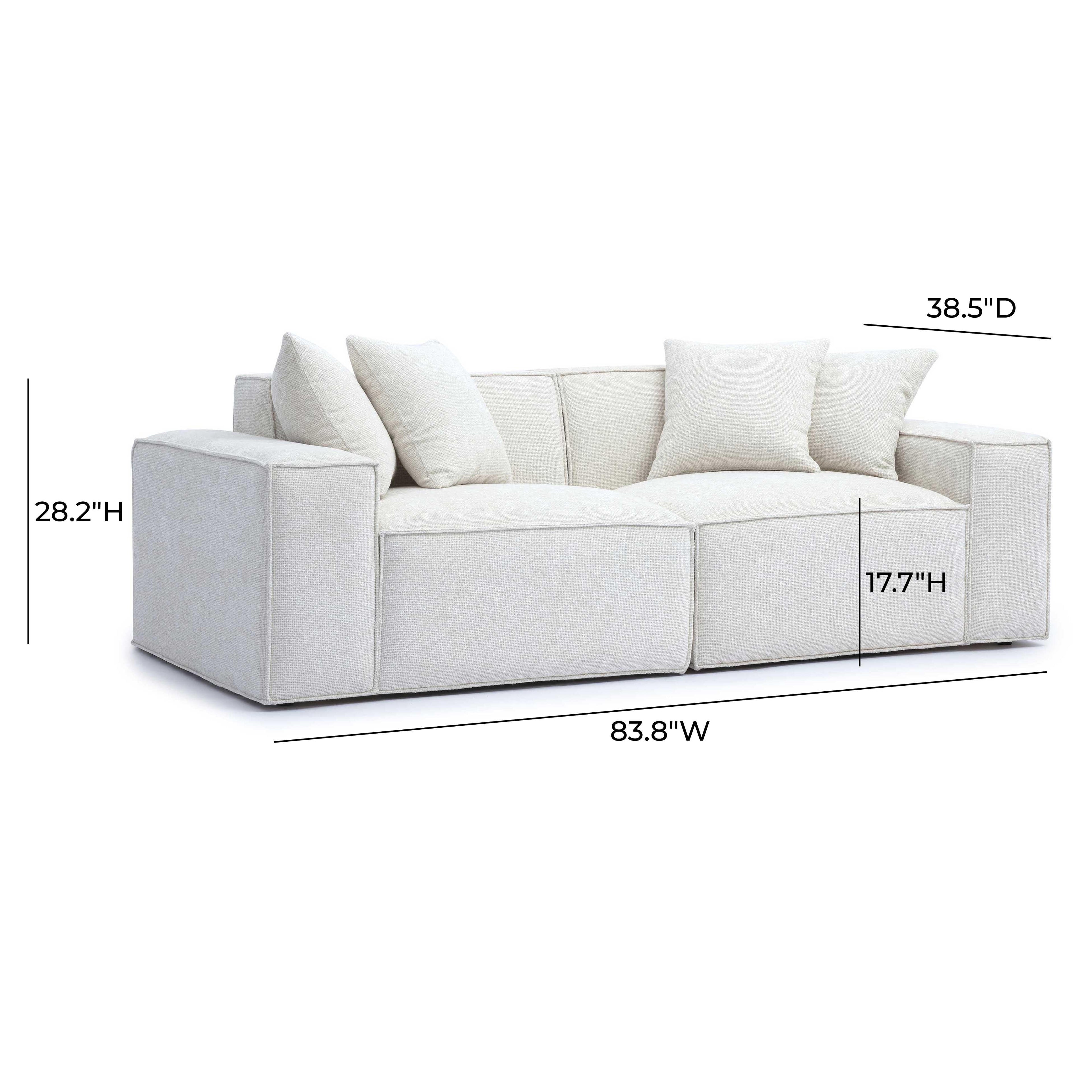 Mindy 84" Performance Chenille Basketweave Modular Loveseat