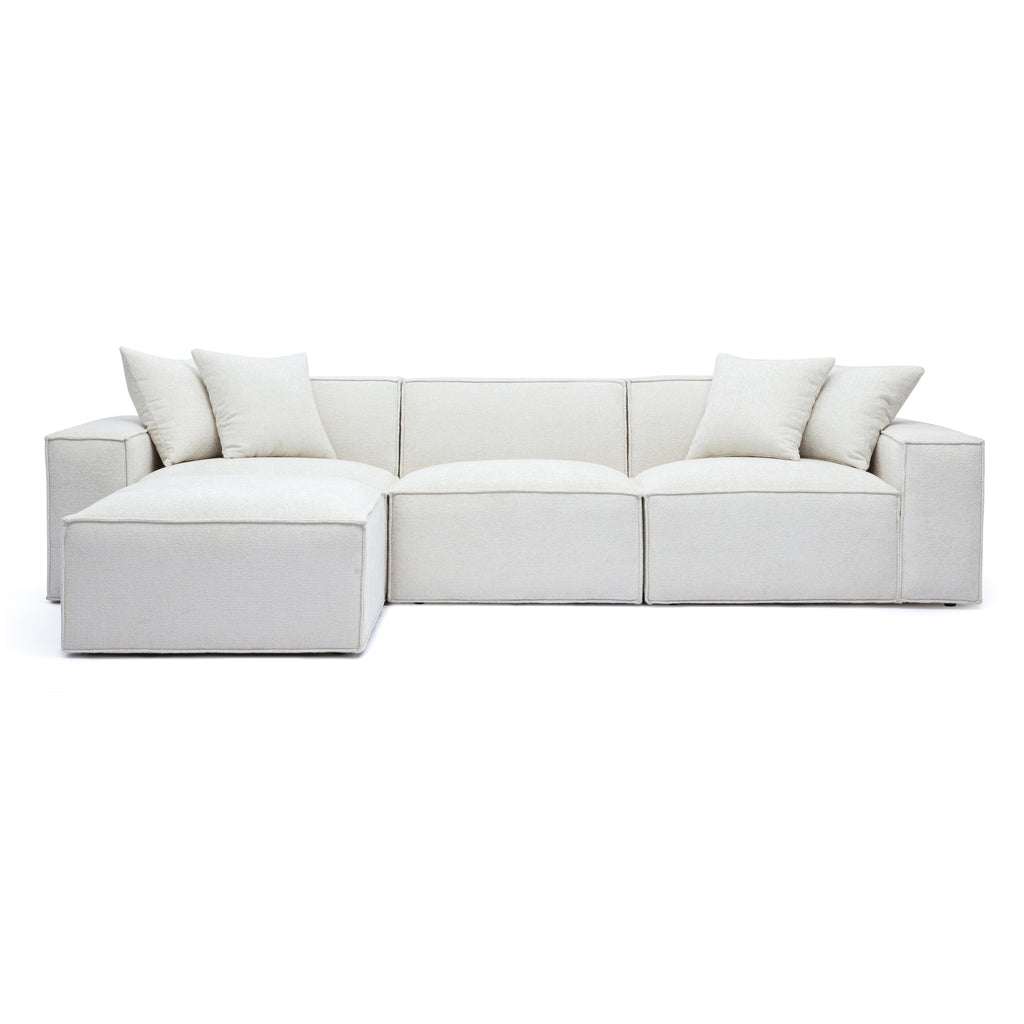 Mindy 4-Piece Performance Chenille Basketweave Modular Sectional
