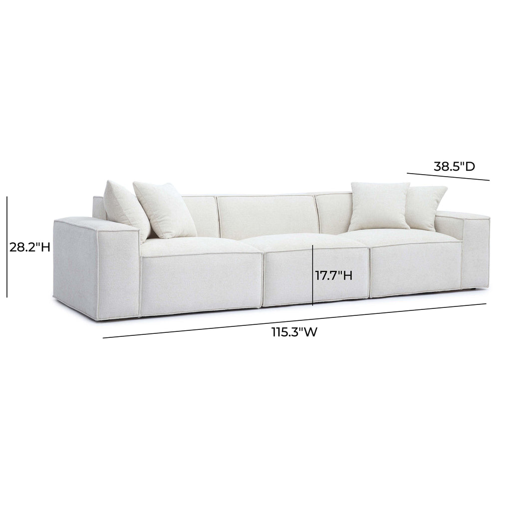 Mindy 115" Performance Chenille Basketweave Modular Sofa