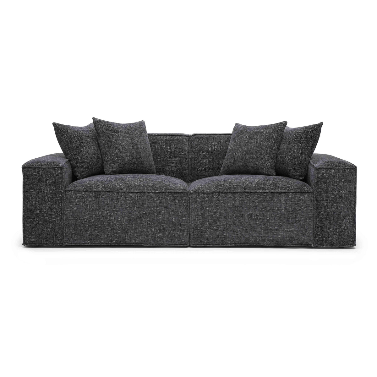 Mindy 84" Performance Chenille Basketweave Modular Loveseat — Charcoal null