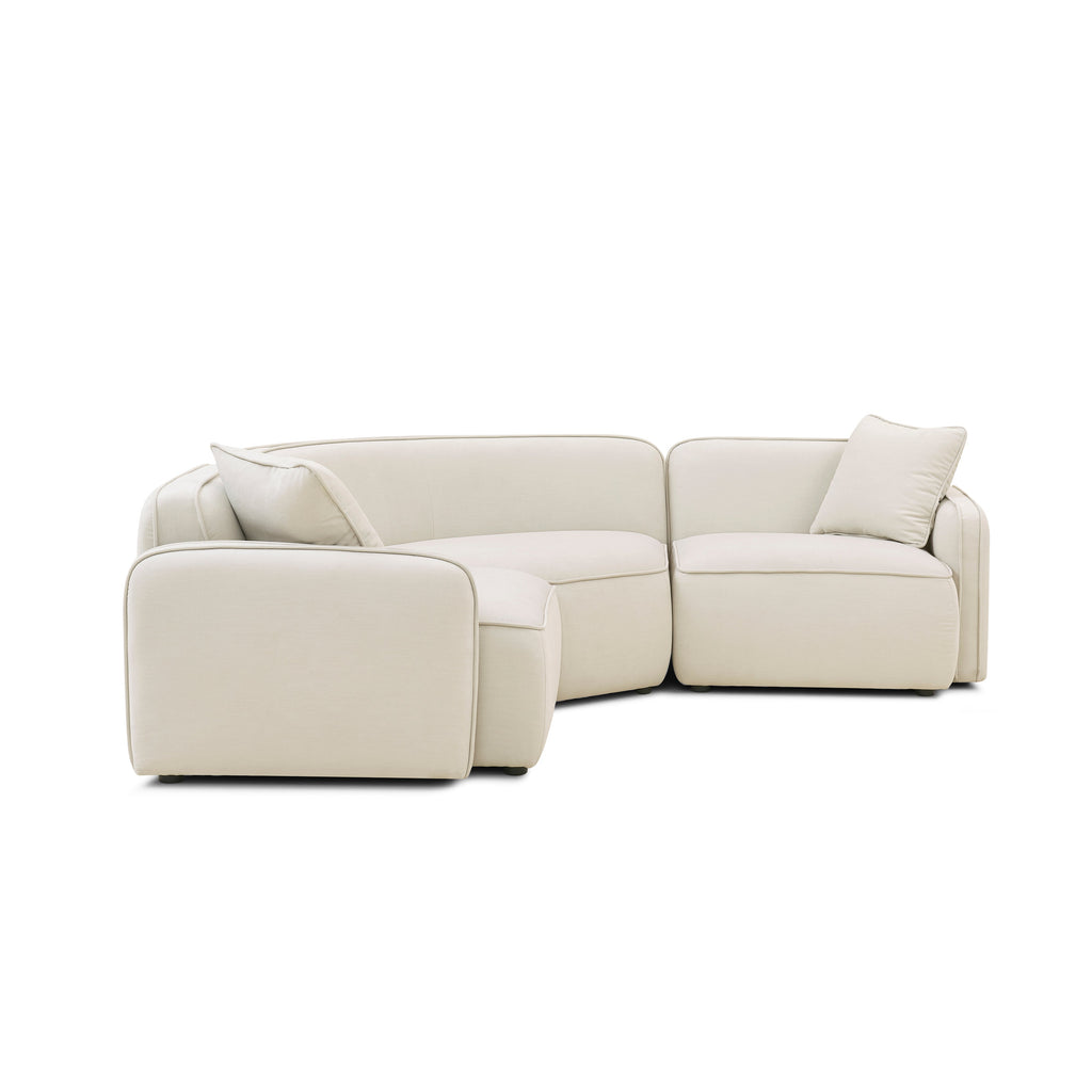 Travie 3-Piece Sand Upcycled Performance Linen Modular L-Sectional