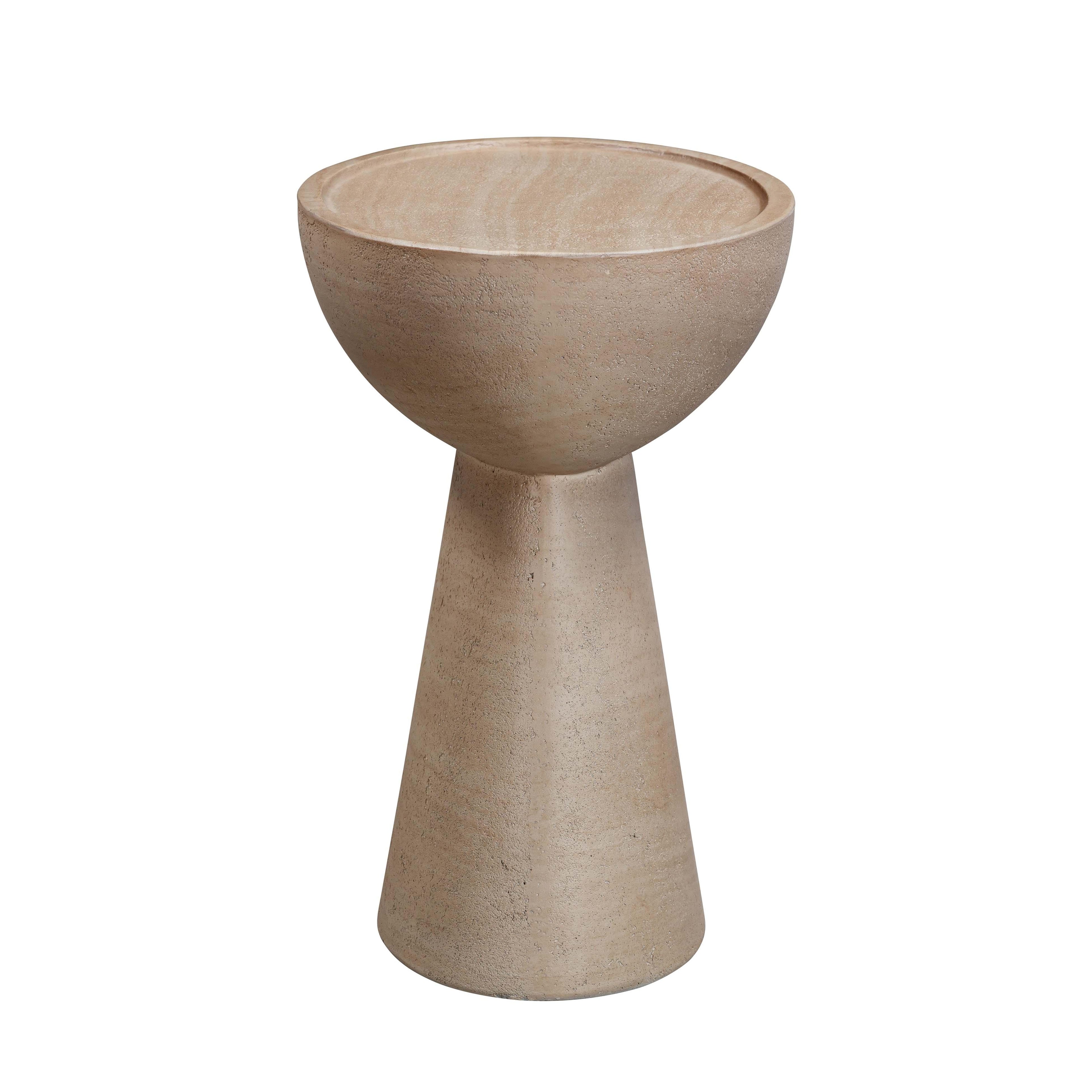 Eclipse Textured Faux Travertine Indoor/Outdoor Side Table