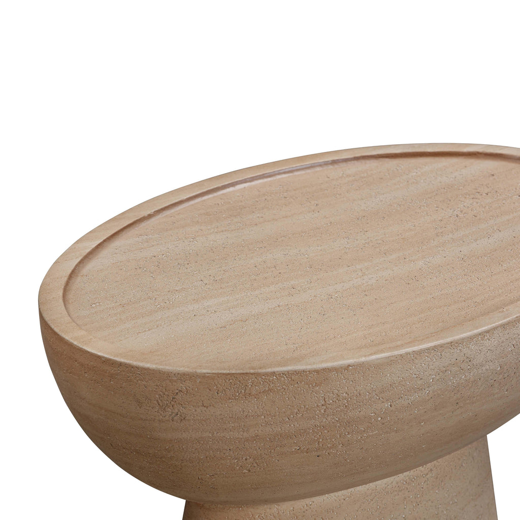 Eclipse Textured Faux Travertine Indoor/Outdoor Side Table
