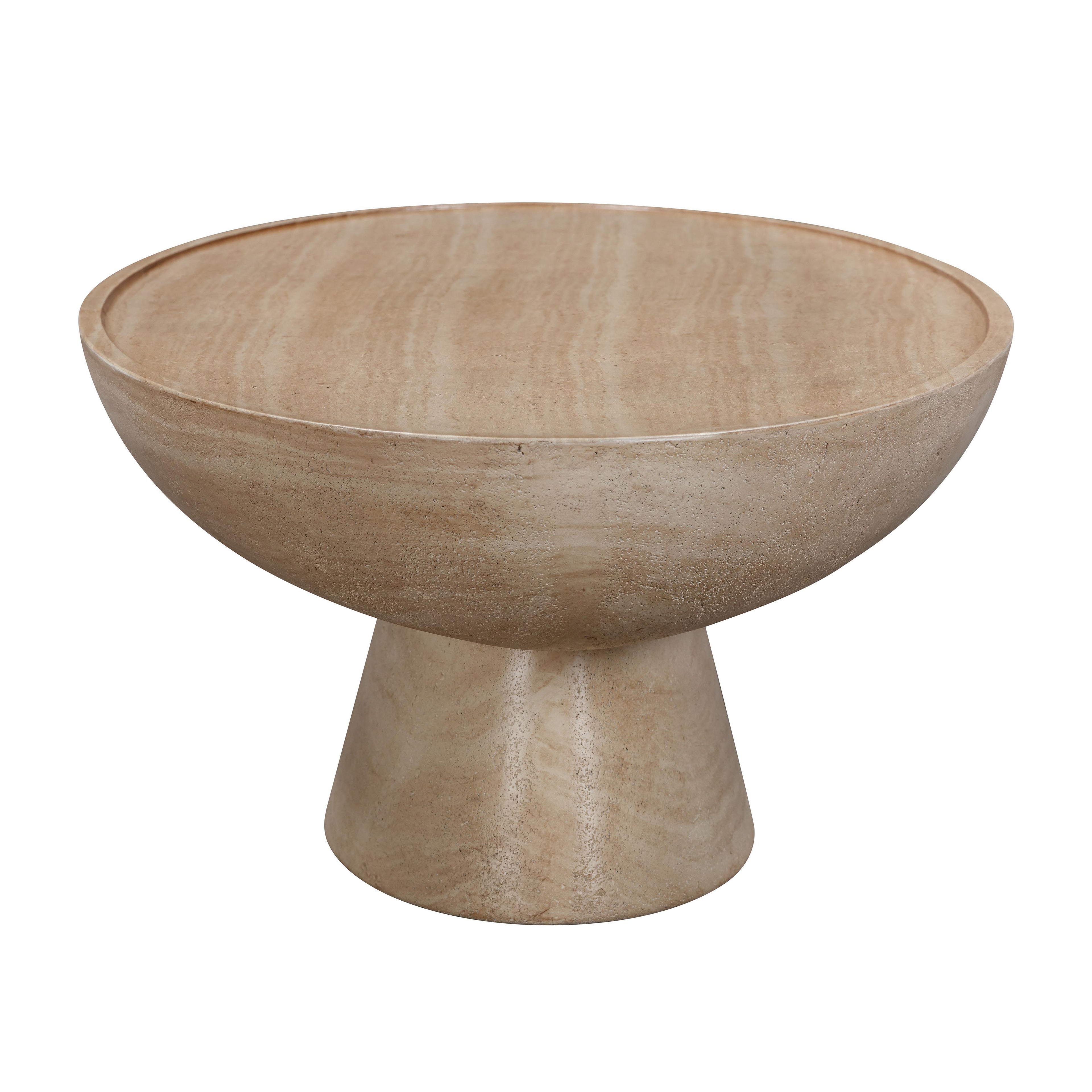 Eclipse 47" Textured Faux Travertine Indoor/Outdoor Coffee Table