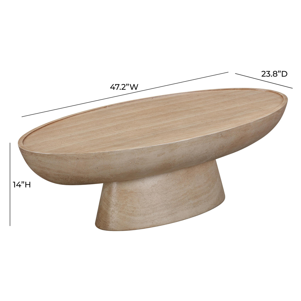 Eclipse 47" Textured Faux Travertine Indoor/Outdoor Coffee Table