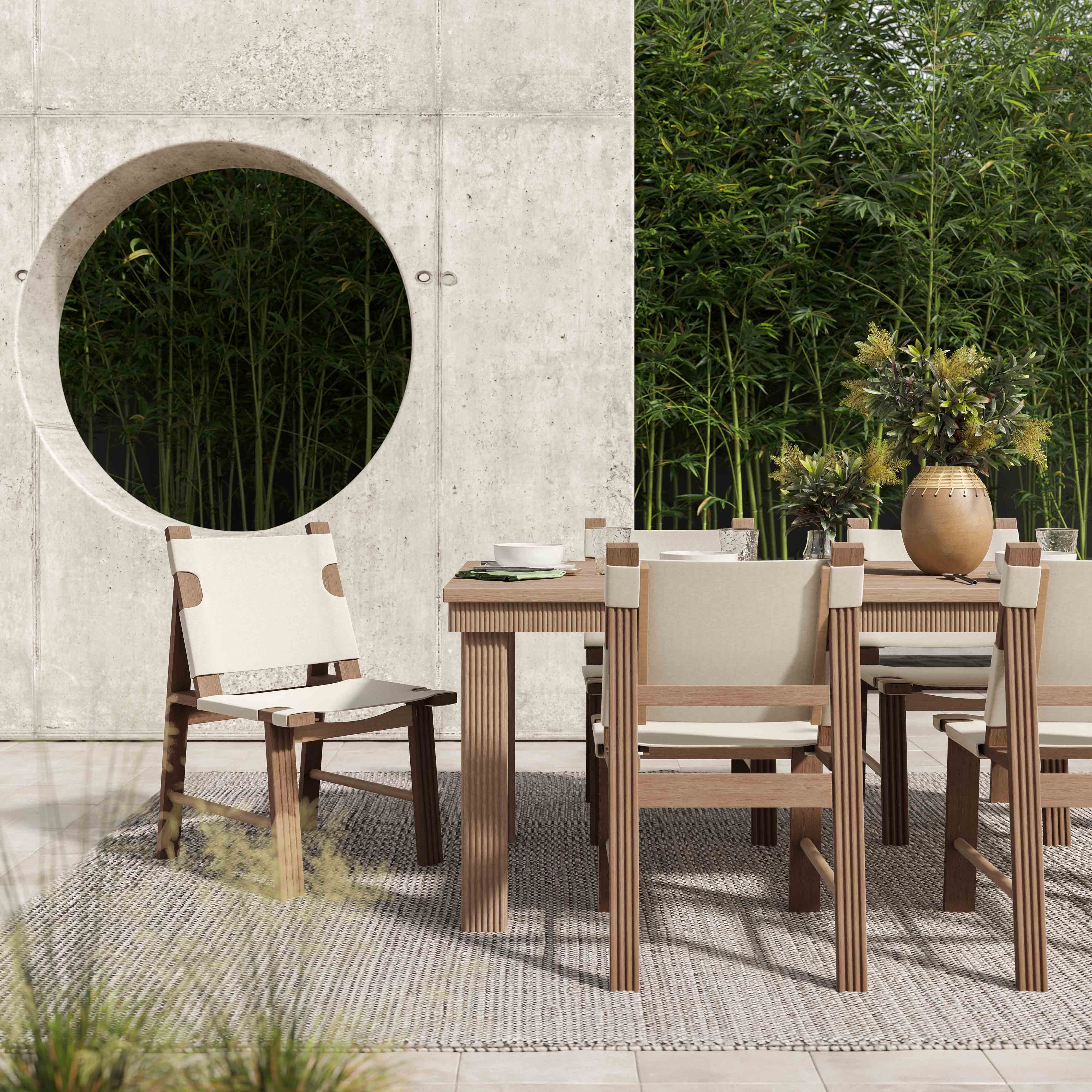 Cassie Natural Outdoor Rectangular Dining Table (75"-108")