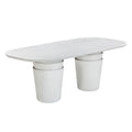 Margot 83" Light Grey Faux Plaster Indoor/Outdoor Concrete Oval Dining Table
