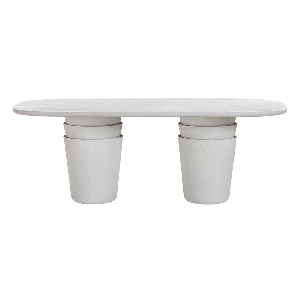 Margot 83" Light Grey Faux Plaster Indoor/Outdoor Concrete Oval Dining Table