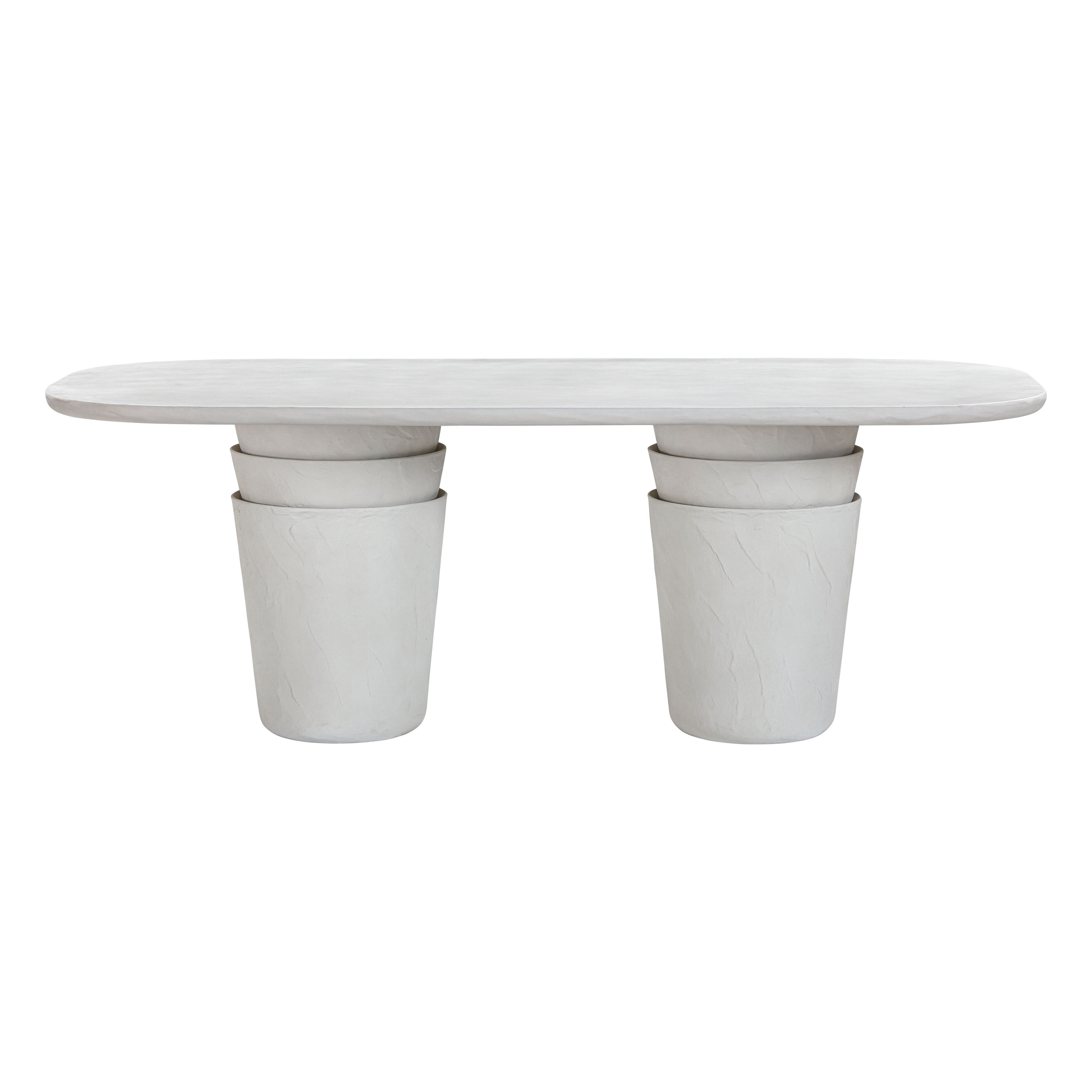 Margot 83" Light Grey Faux Plaster Indoor/Outdoor Concrete Oval Dining Table