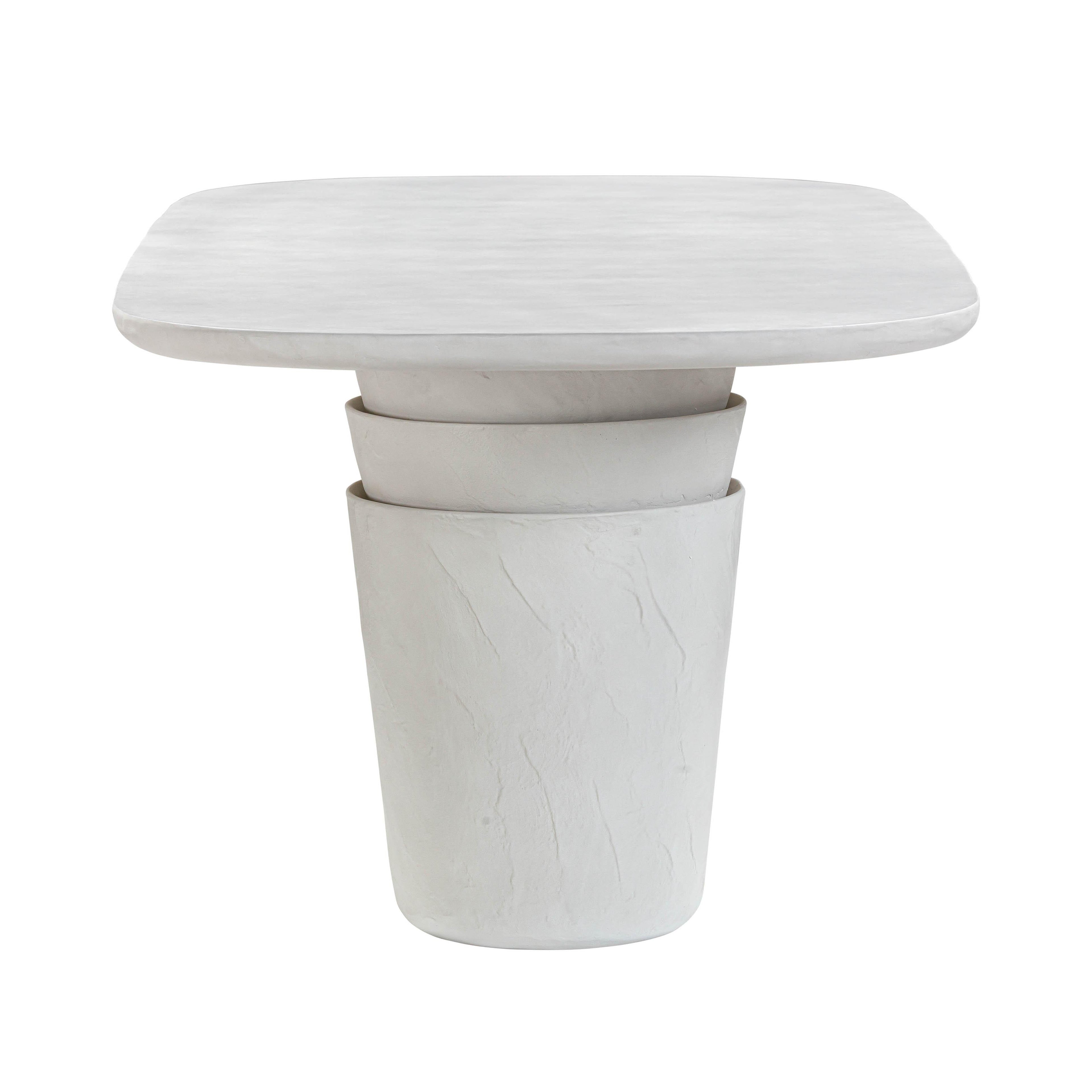 Margot 83" Light Grey Faux Plaster Indoor/Outdoor Concrete Oval Dining Table