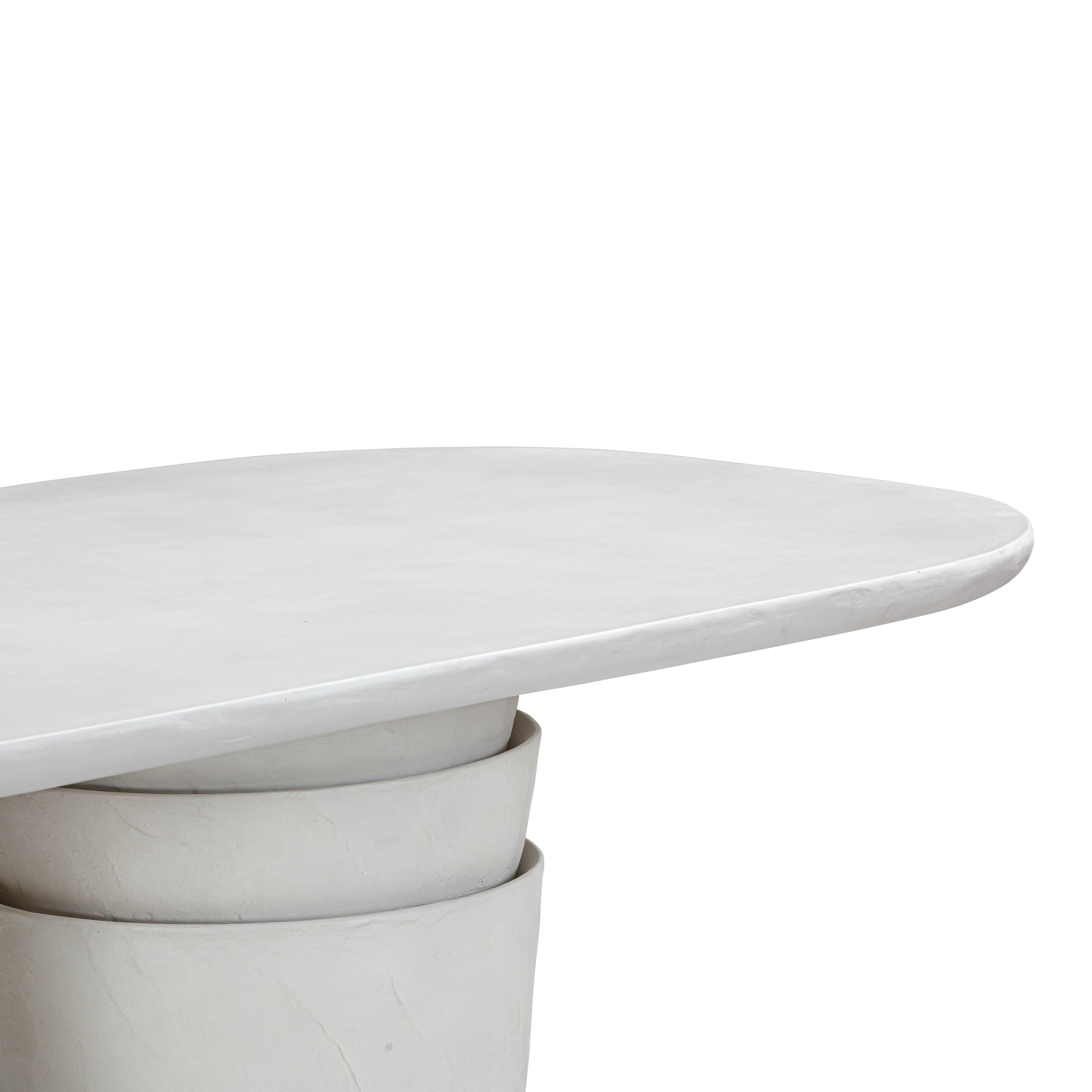 Margot 83" Light Grey Faux Plaster Indoor/Outdoor Concrete Oval Dining Table