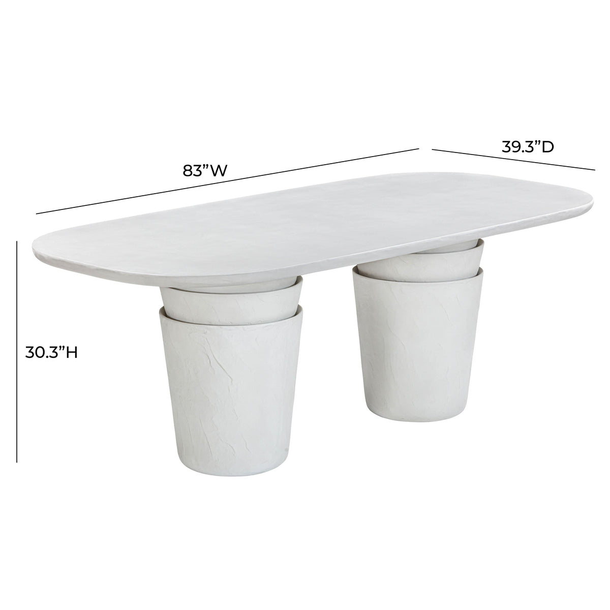 Margot 83" Light Grey Faux Plaster Indoor/Outdoor Concrete Oval Dining Table