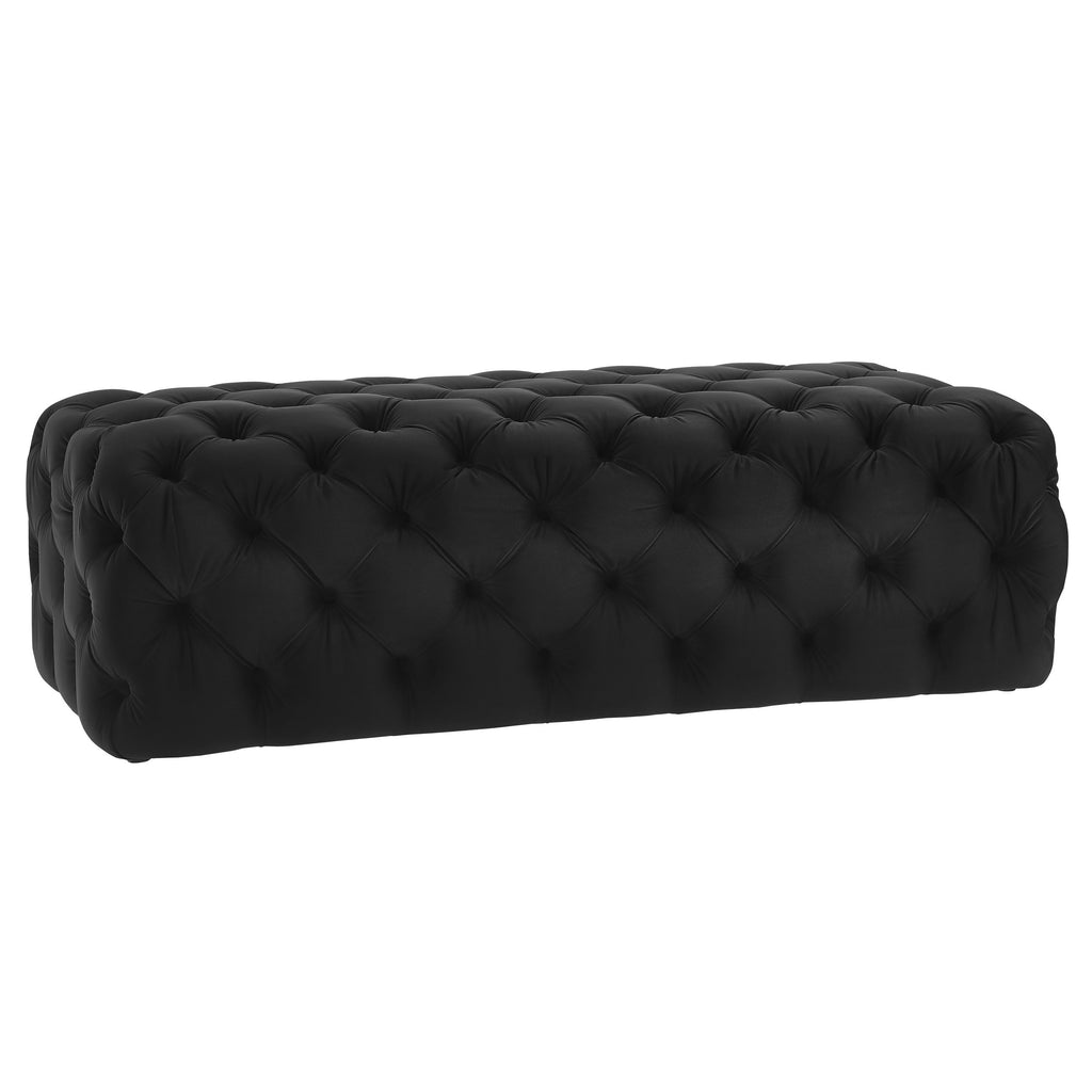 Kaylee 49" Performance Velvet Tufted Jumbo Ottoman — Black null