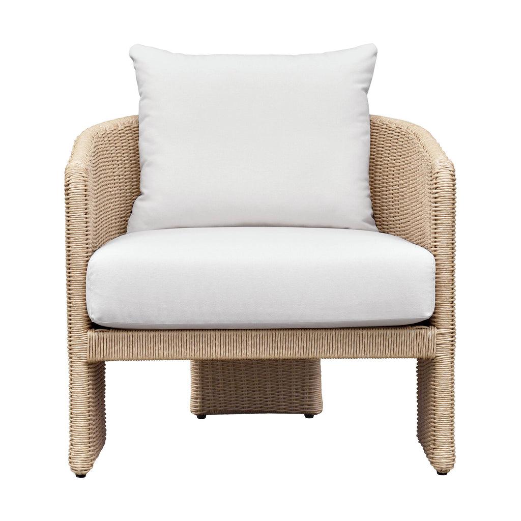 Alexa Rattan Performance Fabric Outdoor Accent Chair