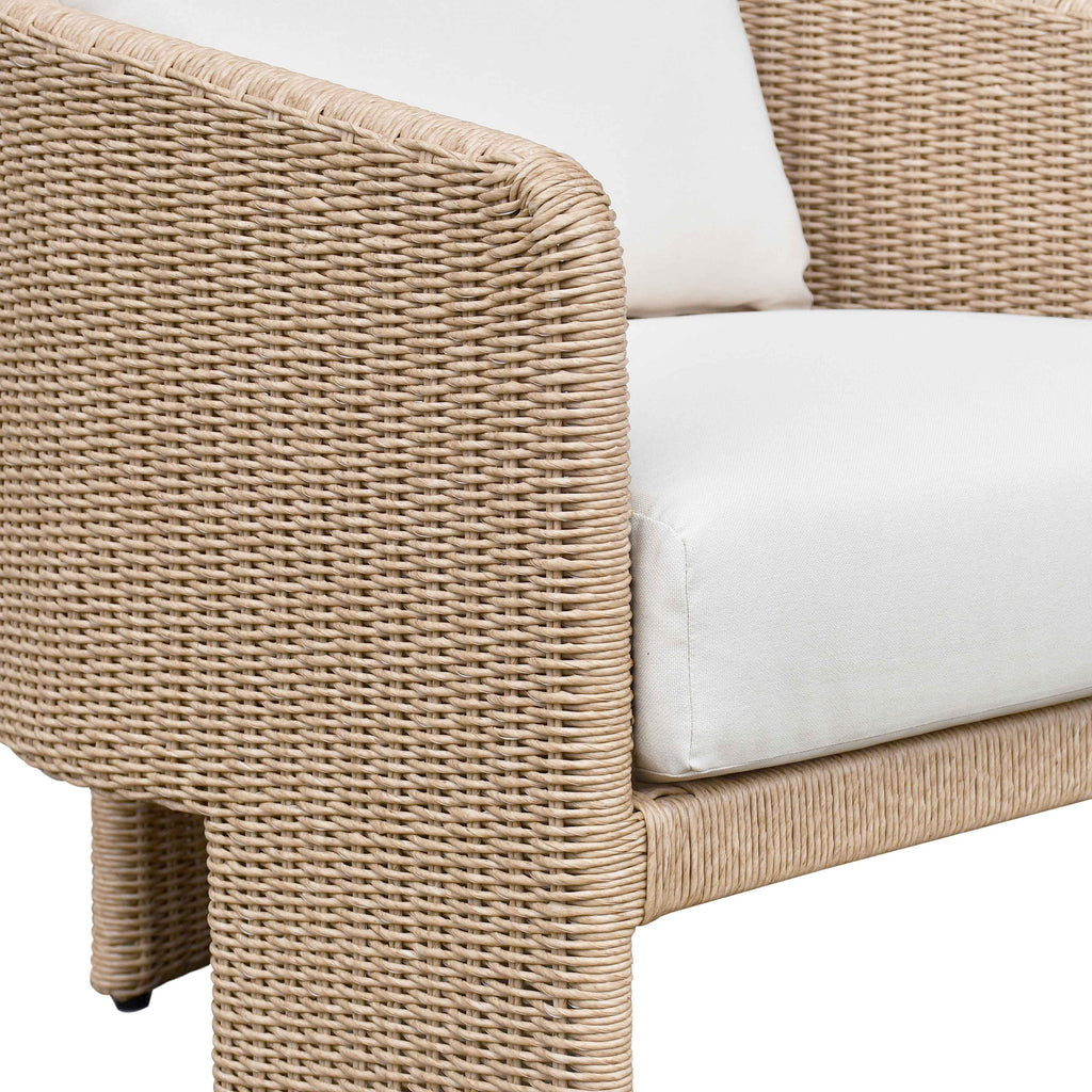 Alexa Rattan Performance Fabric Outdoor Accent Chair
