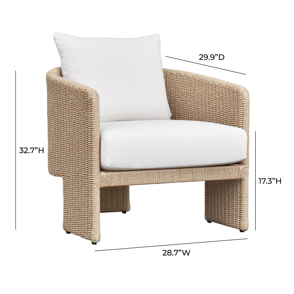 Alexa Rattan Performance Fabric Outdoor Accent Chair