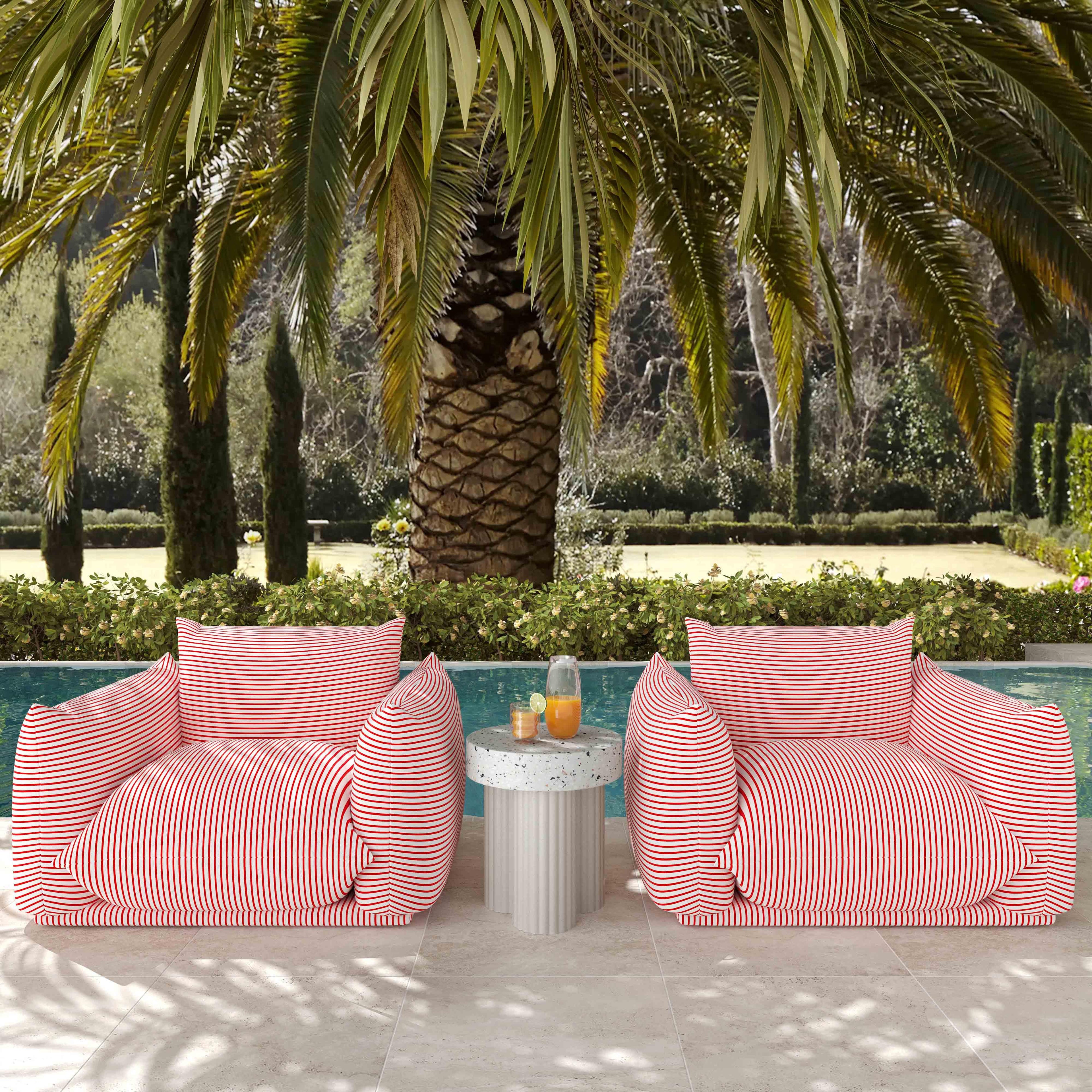 Saint Tropez Striped Stuffed Indoor/Outdoor Armchair