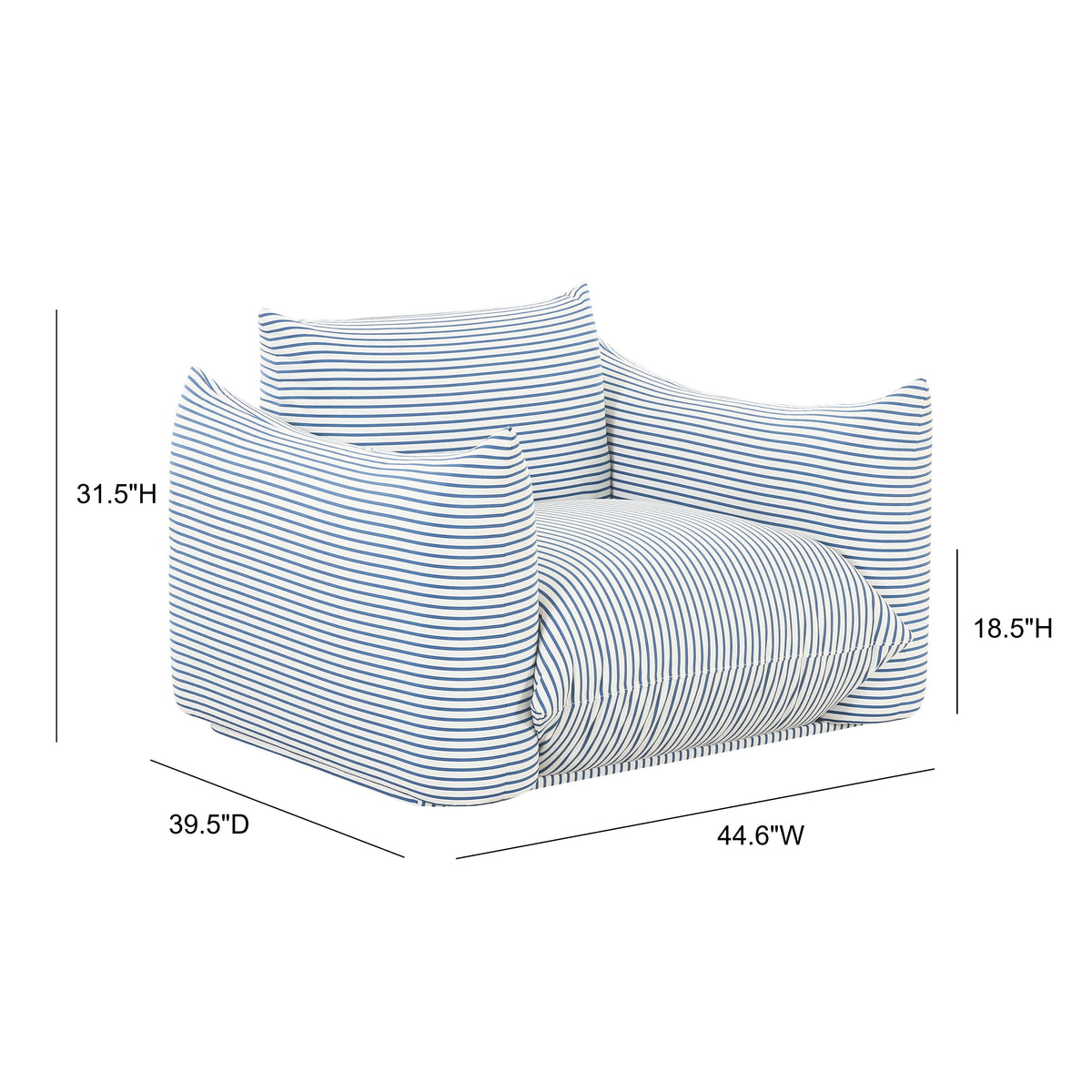 Saint Tropez Striped Stuffed Indoor/Outdoor Armchair