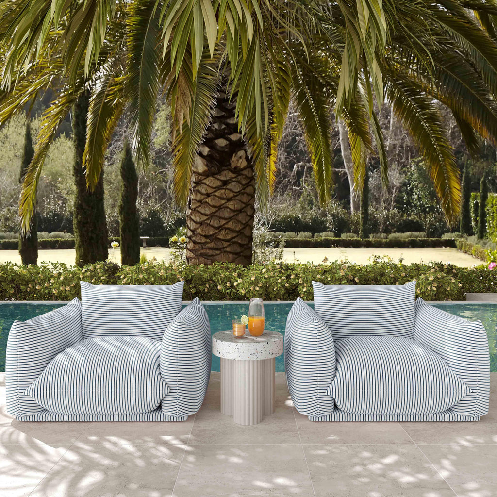 Saint Tropez Striped Stuffed Indoor/Outdoor Armchair