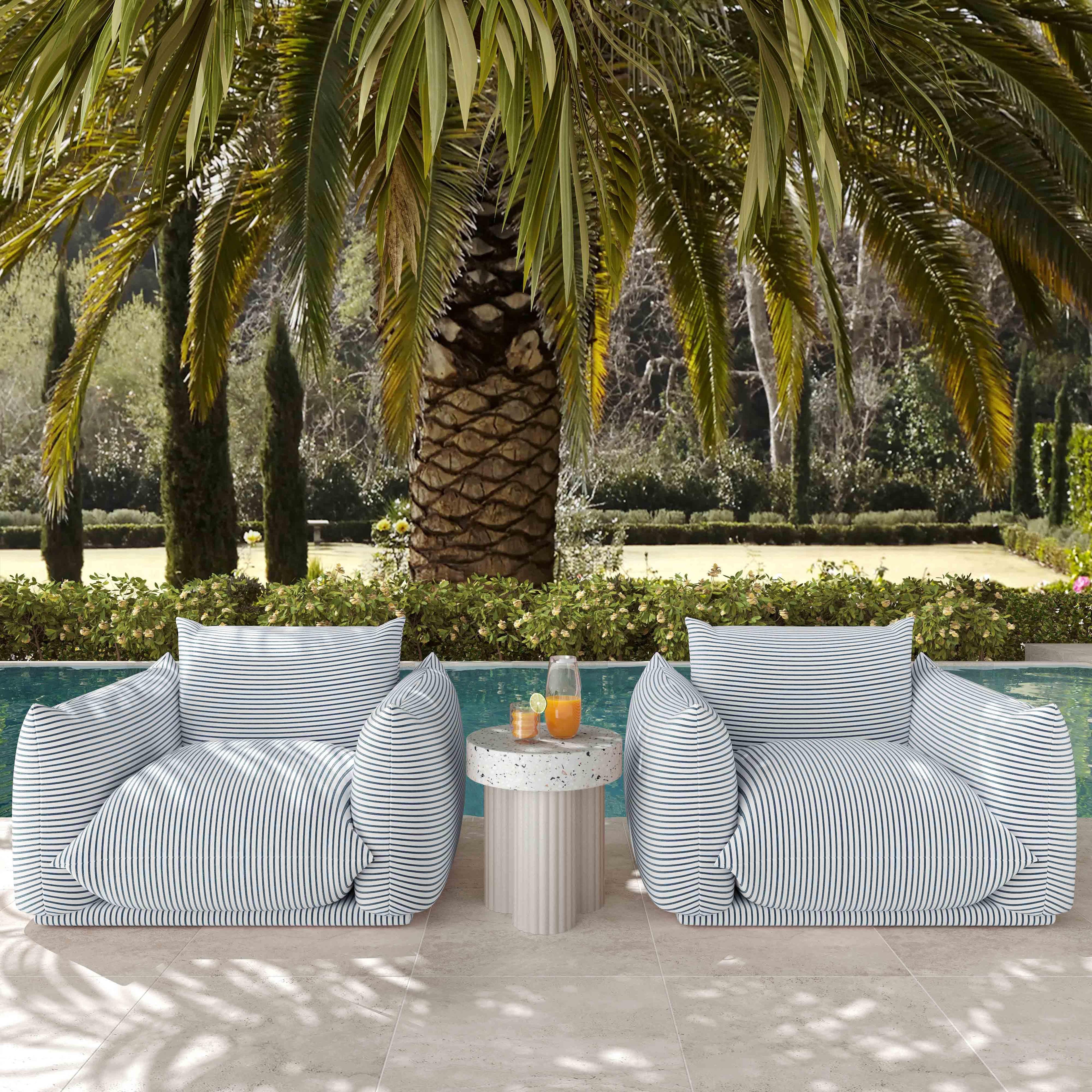 Saint Tropez Striped Stuffed Indoor/Outdoor Armchair